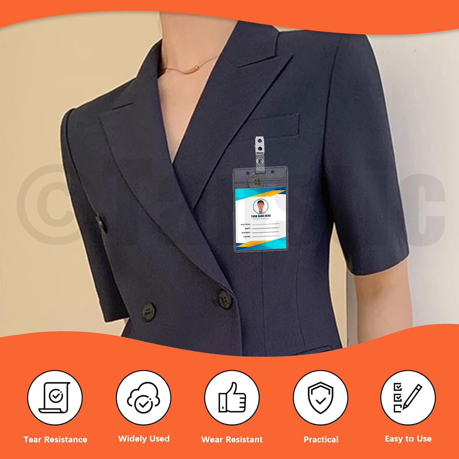 Tanstic 50Pcs Metal Badge Clips with Clear PVC Straps, Name Tag Clips, Double Hole ID Badge Clip, Badge Strap Clip ID Card Clip for ID Cards, Badge Holders, Name Tags image number 4