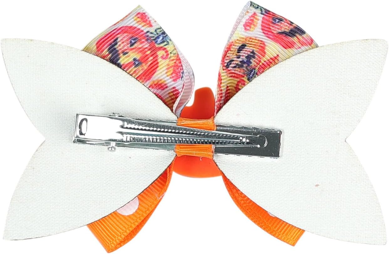 3.9"Hair Bows Clips Halloween Bow Glitter Accessories for Baby Girls Toddlers, Spider Hair Clip Pumpkin Headdress (Orange, One Size)