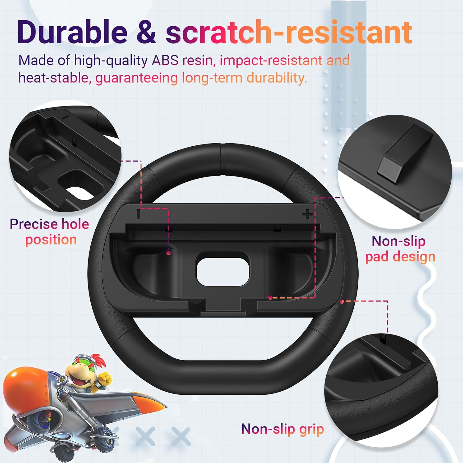 JOWILIN Switch Steering Wheel for Nintenedo Switch 2 (2025), 2 Pack Racing Steering Wheel for Mario Kart World 9/8, Mario Kart Steering Wheel Grip for Switch2 Joy-Con Accessories Kit