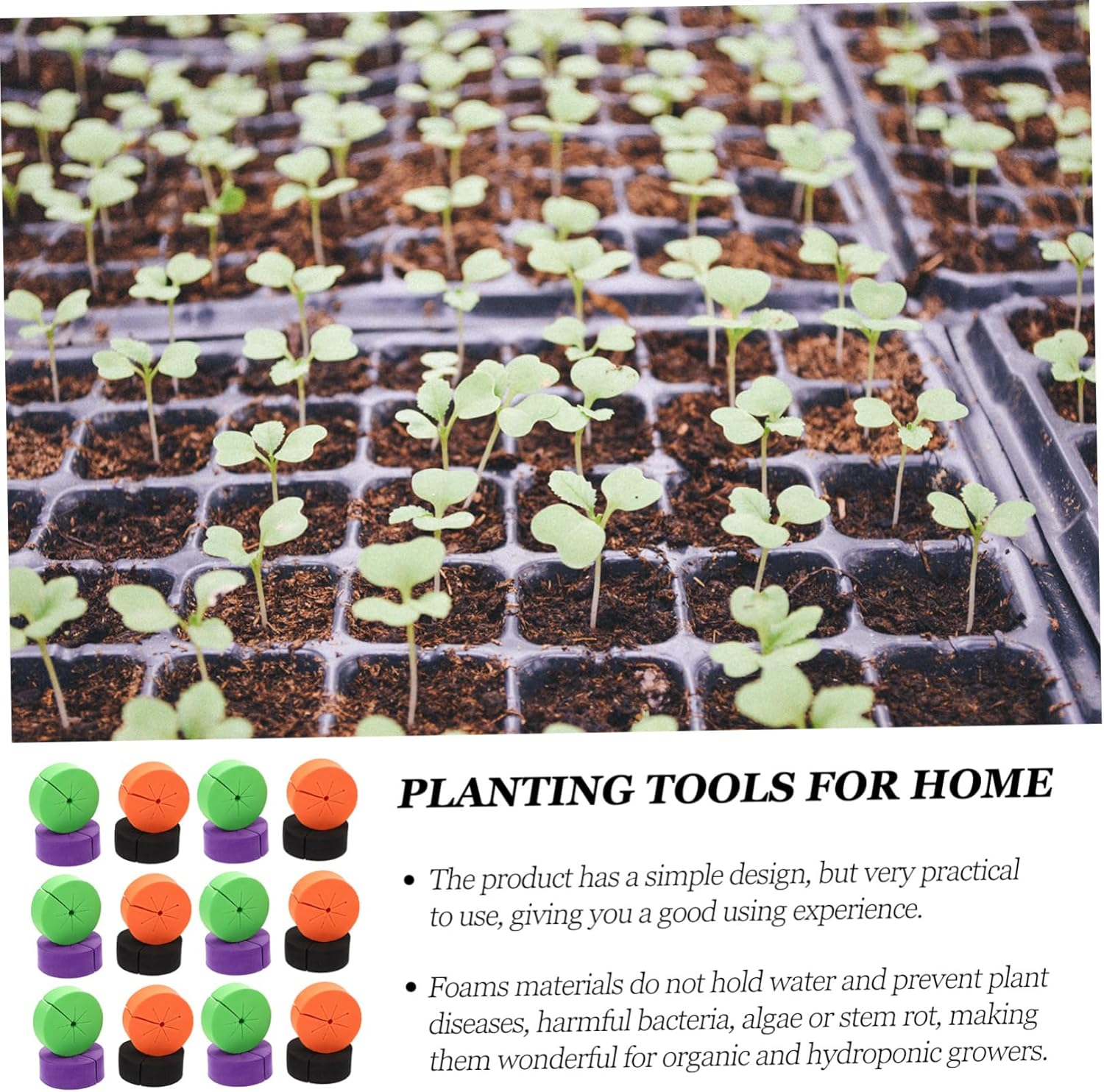 Kisangel 40Pcs Garden Plant Tools Colonial Cotton Eva Hydroponic Tools Soilless Planting Kit High-Yield Vegetable Growing image number 5