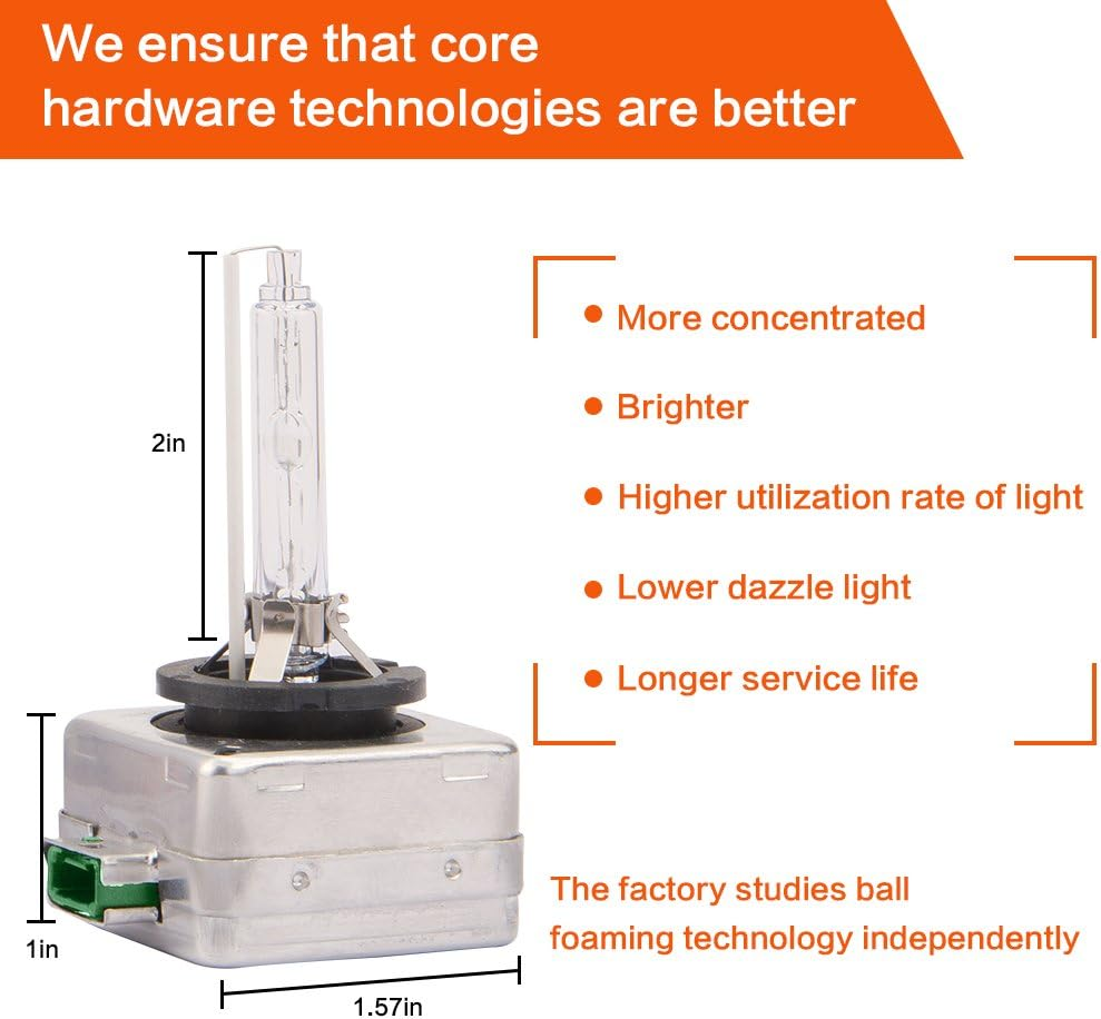 GSRECY D3S 4300K Xenon HID Headlight Bulbs-Replacment 35W High Low Beam Bulbs with Metal Stents Base 66154 66340HB 42403 42302,Pack of 2 image number 6