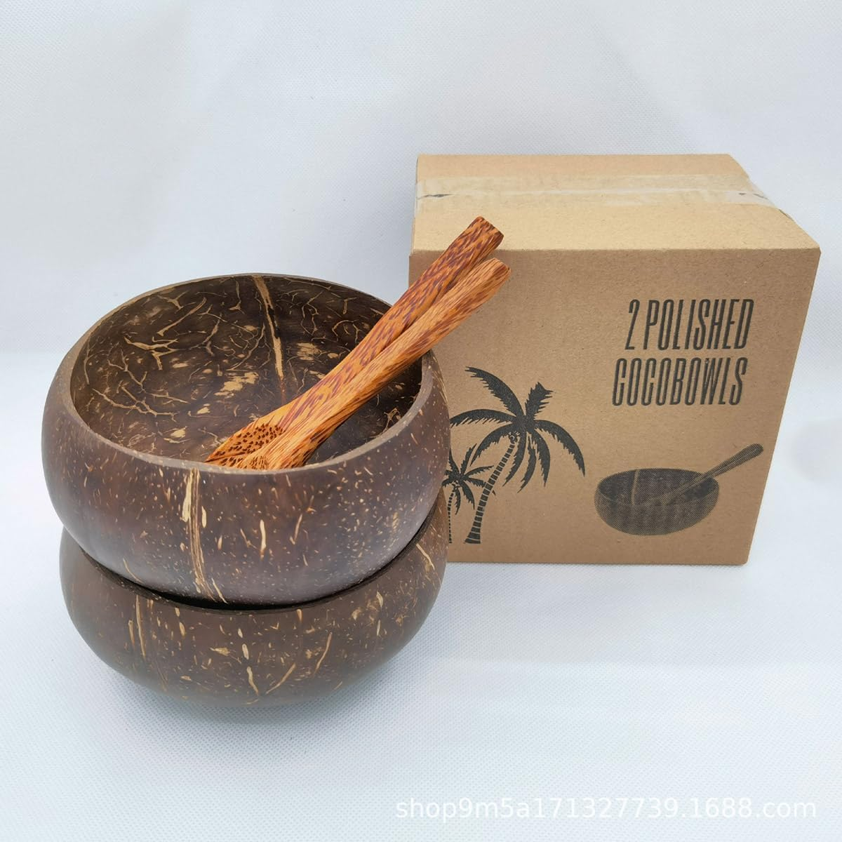AIMALL 2PCS Natural Coconut Shell Bowls, Handcrafted Tableware for Rice, Desserts, Fruits, and Salads image number 5