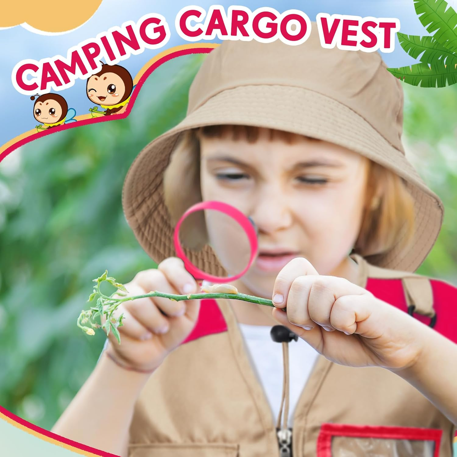 Ramede Kids Explorer Vest and Hat Costume Safari Cargo Vest Outdoor Adventure Camping Vest for Kids Boy Girls Outfit image number 3