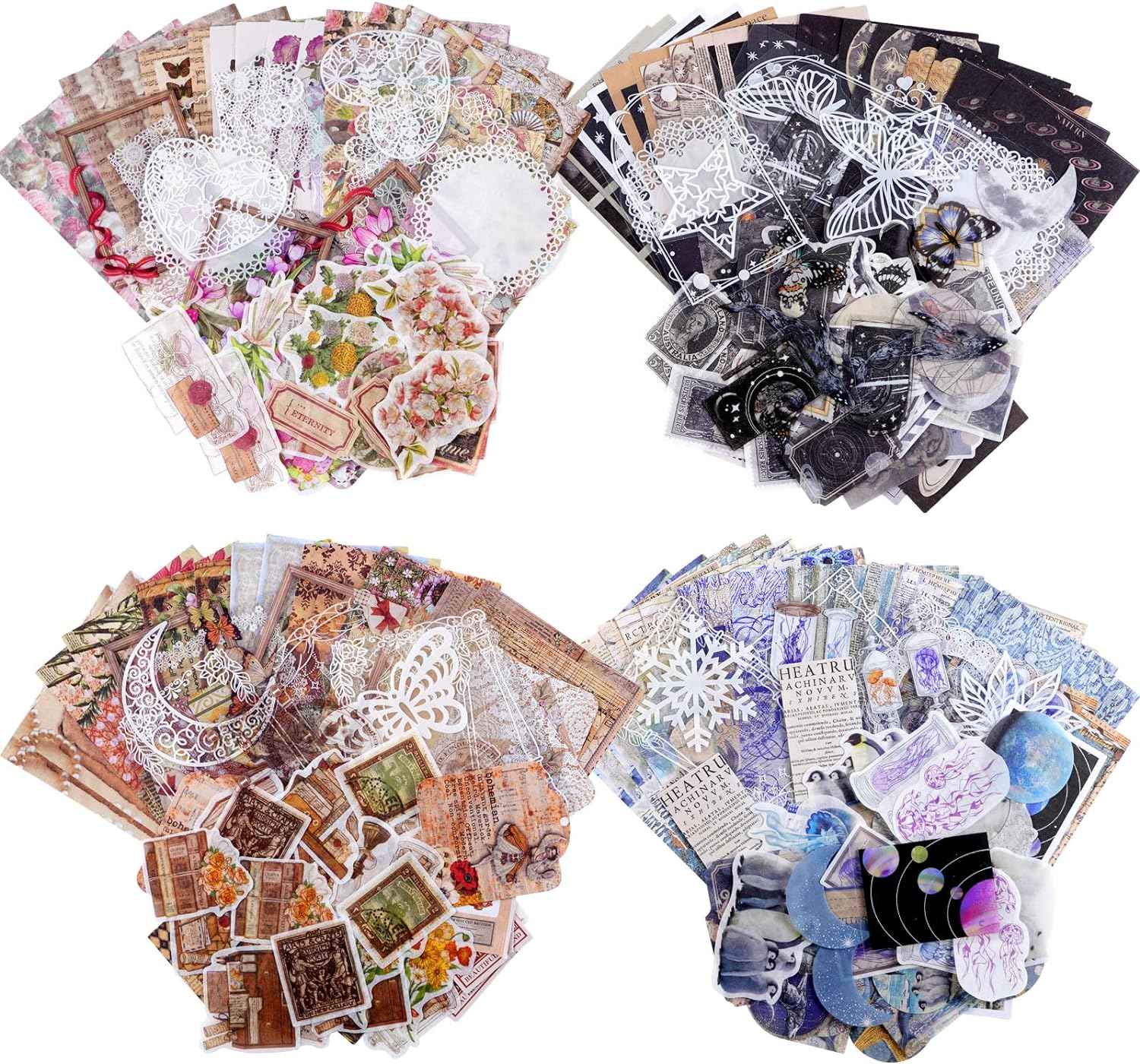 400 Pieces Scrapbooking Supplies Journaling Vintage Scrapbook Stickers DIY Retro Collection Paper Decals for Art Craft Journaling Notebook Collage Album