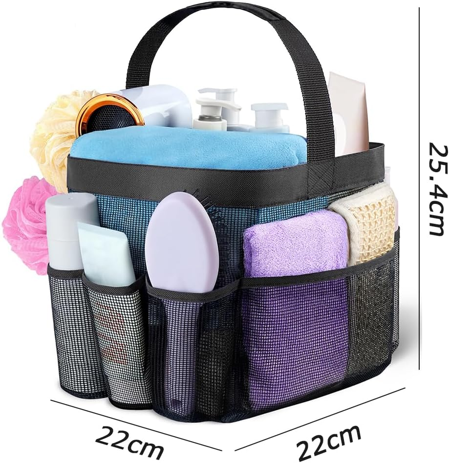 Mesh Shower Caddy Portable for College Dorm Room Essentials with 8 Pockets, Hanging Shower Caddy Dorm Basket, Quick Dry Shower Bag for Bathroom