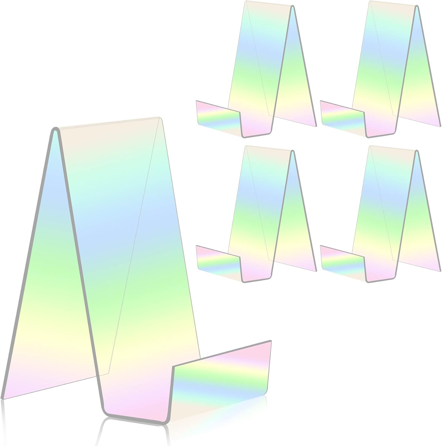 ZOEY Acrylic Book Stand with Ledge Clear Display Easels Plate - 5 Pack Small Book Holder Easel Stand for Books Display, Music Sheets, Artworks, CD, Tablet Holder (Small)