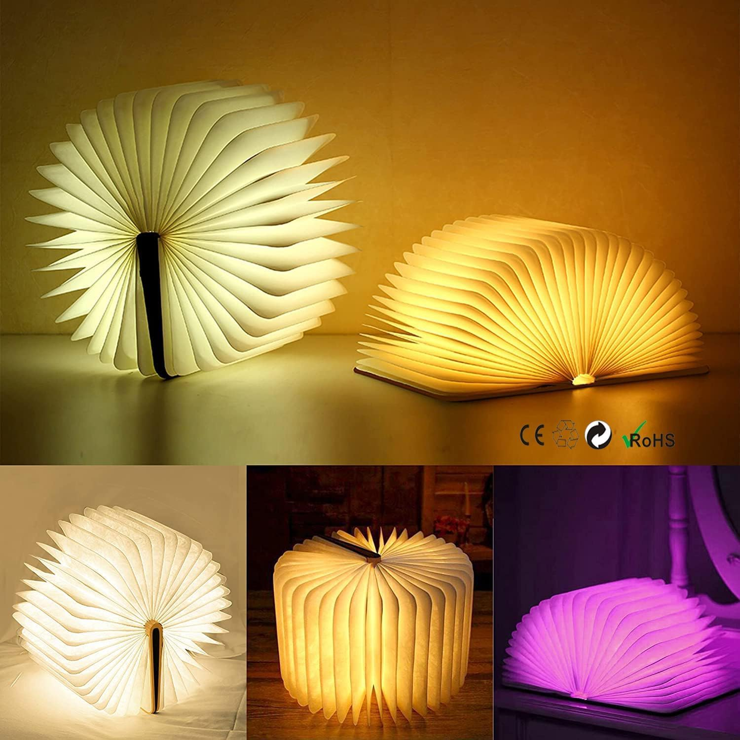 3D Elk Embossed Deer Book Lamp,Usb Rechargeable 3 Color Kids Night Light,Led Book Lights Multicolor Gifts for Baby Boys Girls Children Toddlers,Room Decoration (8.46 Inch Book Light) image number 6