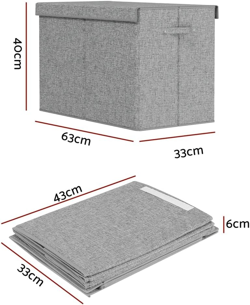 Keezi Large Toy Box Chest Storage with Flip-Top Lid Foldable Organizer Bins Grey image number 6