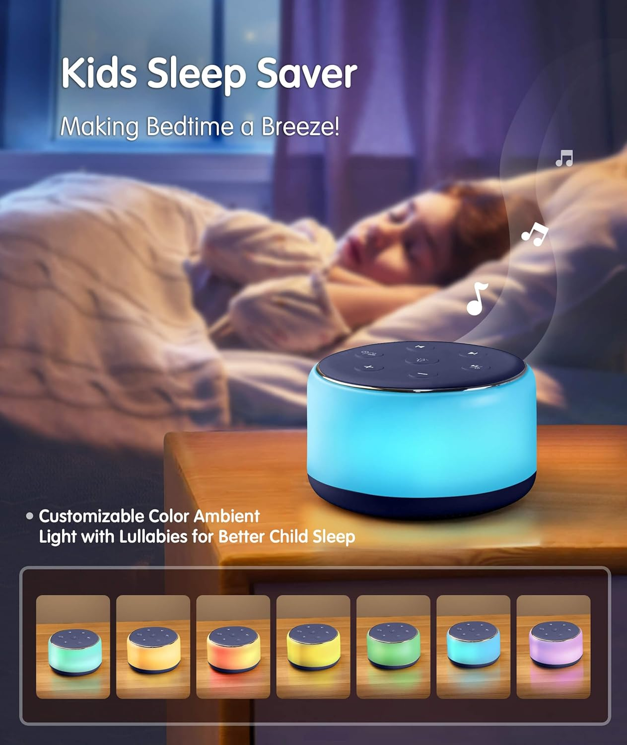 Sound Machine for Sleeping Baby Kids Adults &ndash; Rechargeable Portable White Noise Machine with Night Light, 34 Soothing Noises, Nursery Decor Baby Lullaby Machine, Auto-Off Timer image number 1