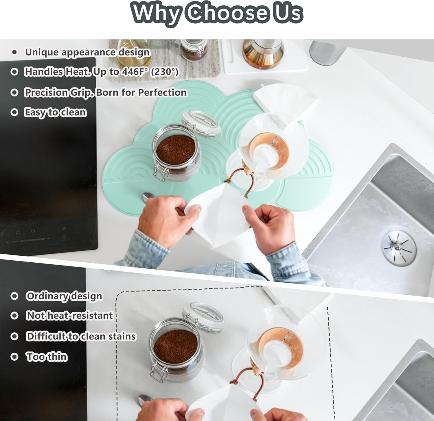 Li&Zhao Dish Drying Mats for Kitchen Counter - Dish Mat Drying Kitchen Mat Silicone Drying Mat Silicone Mats Dish Rack Mat Dish Drainer Mat image number 3