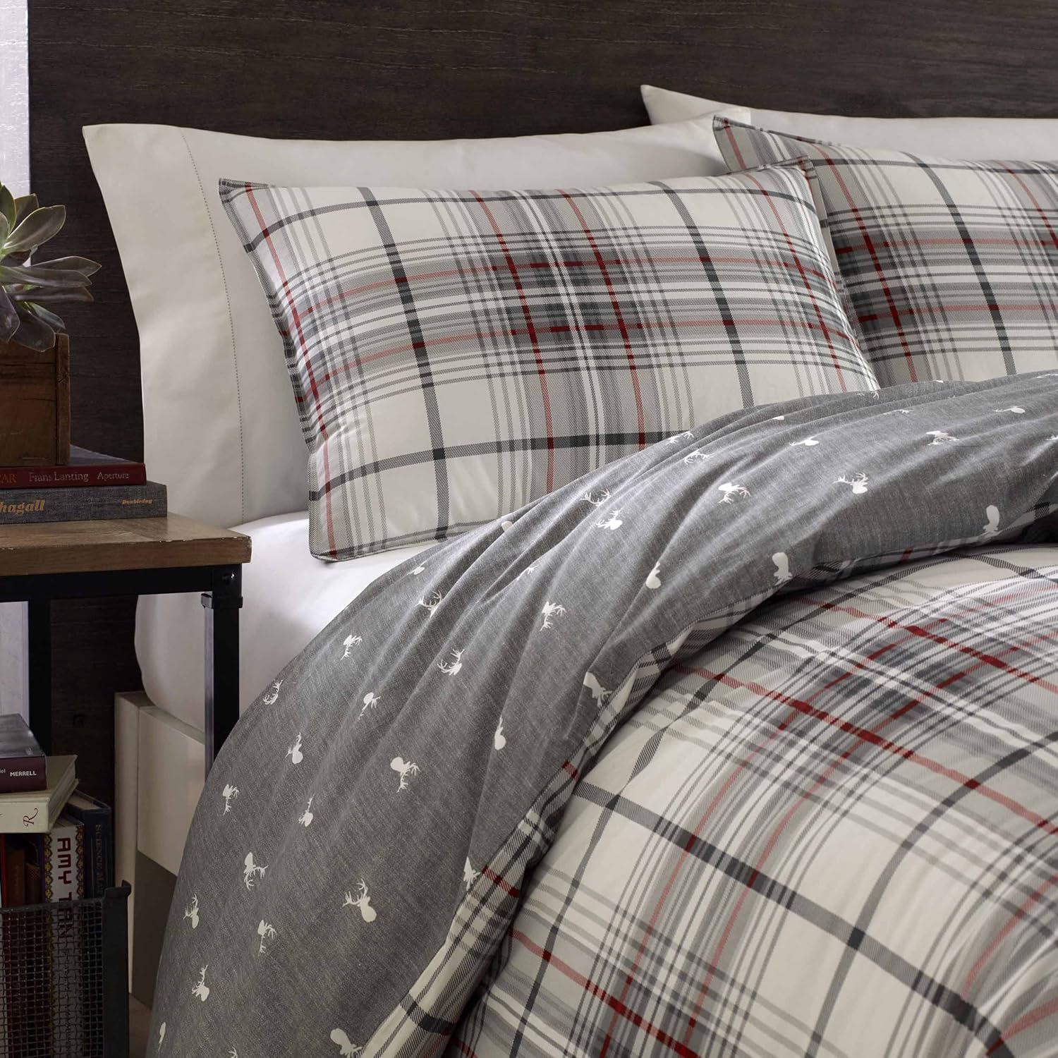 Eddie Bauer Alder Plaid Duvet Cover Set, King, Charcoal