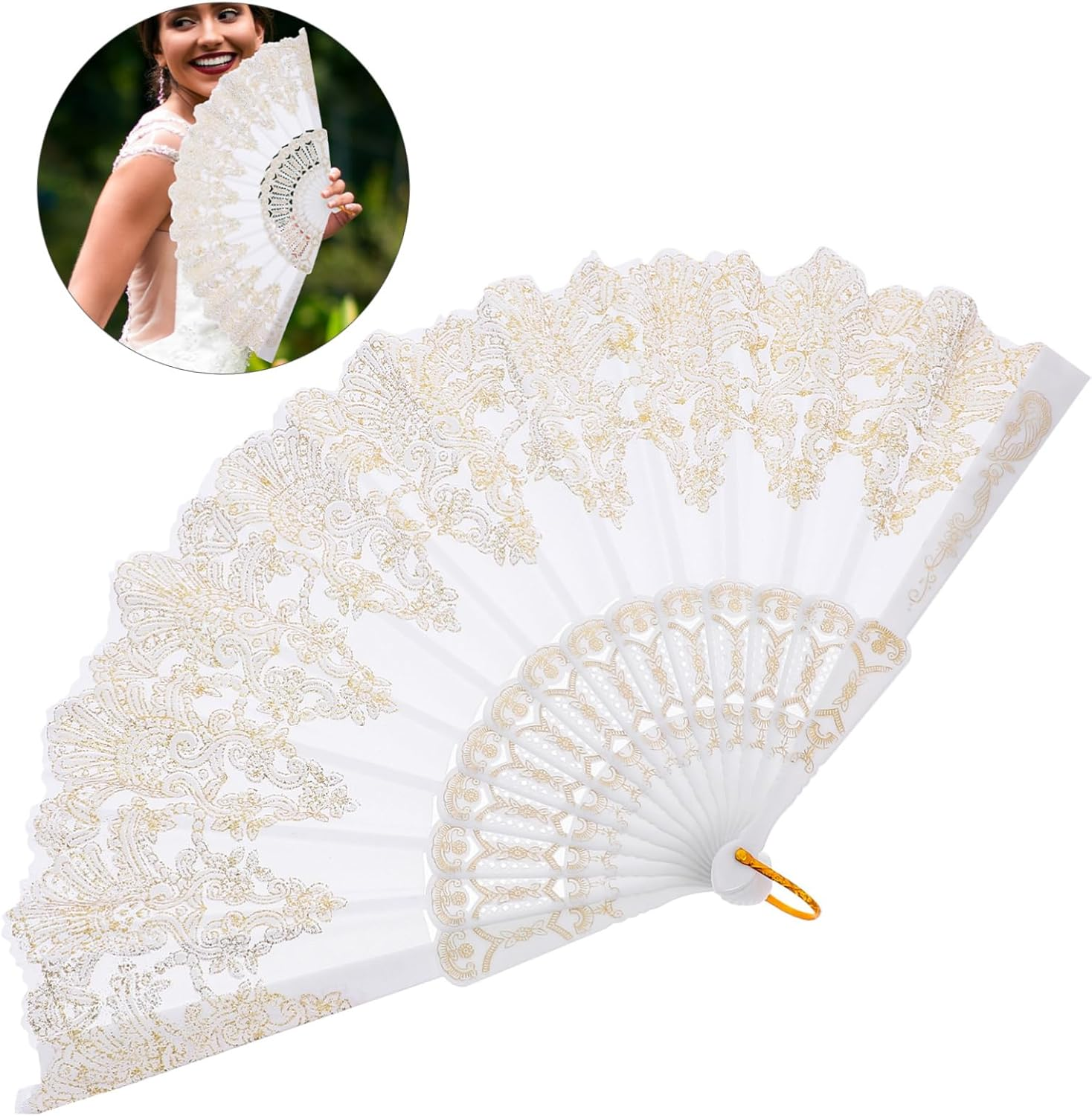 GARVALON 2Pcs Gilding Fan Chinese Vintage Style Fans Dance Performance Handheld Retro Hand