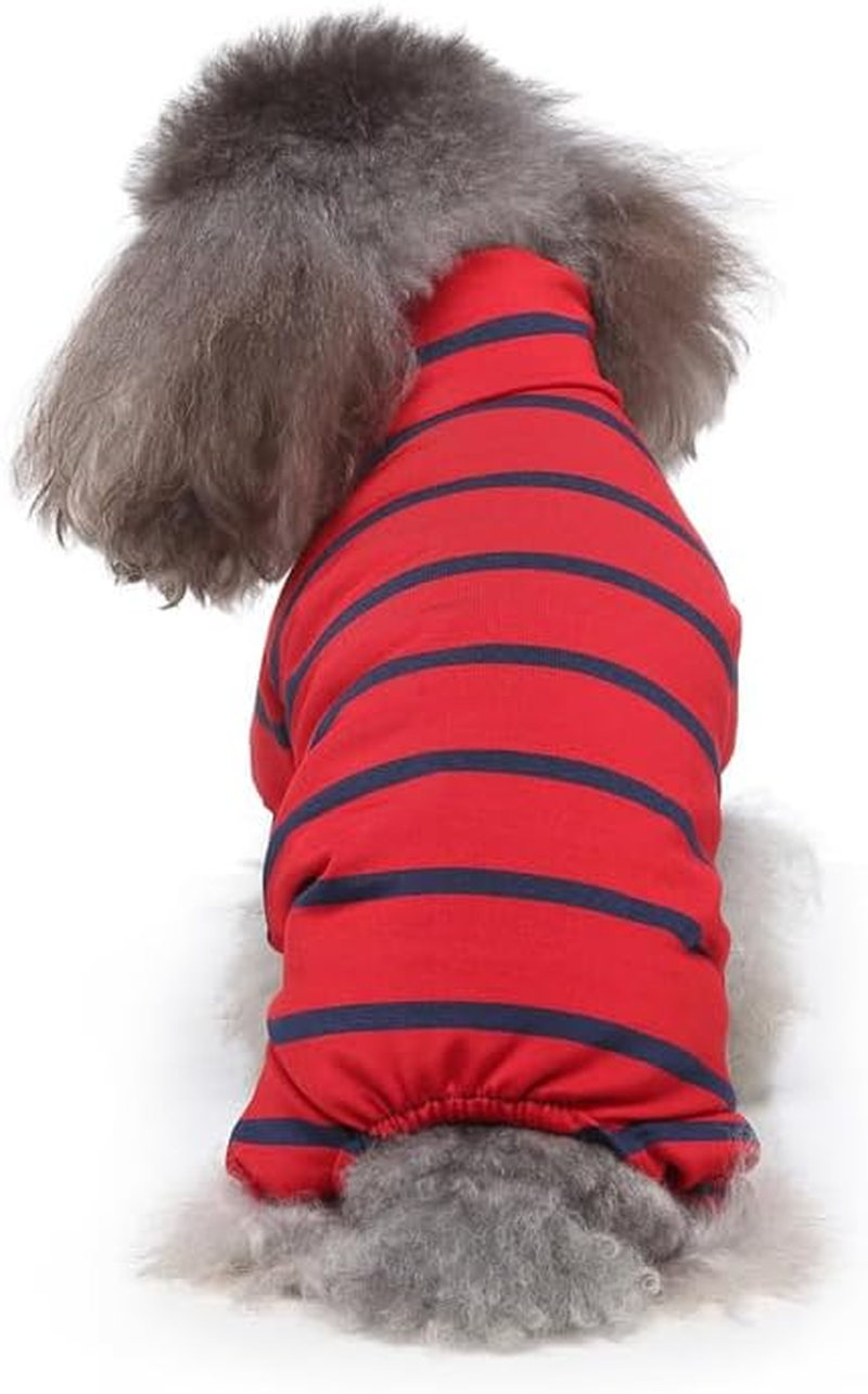 Striped Dog Pajamas for Small Dog Cooling Puppy Pullover Jumpsuit Stretchable Breathable Pet Pjs Summer Spring Pyjamas (Red, L)
