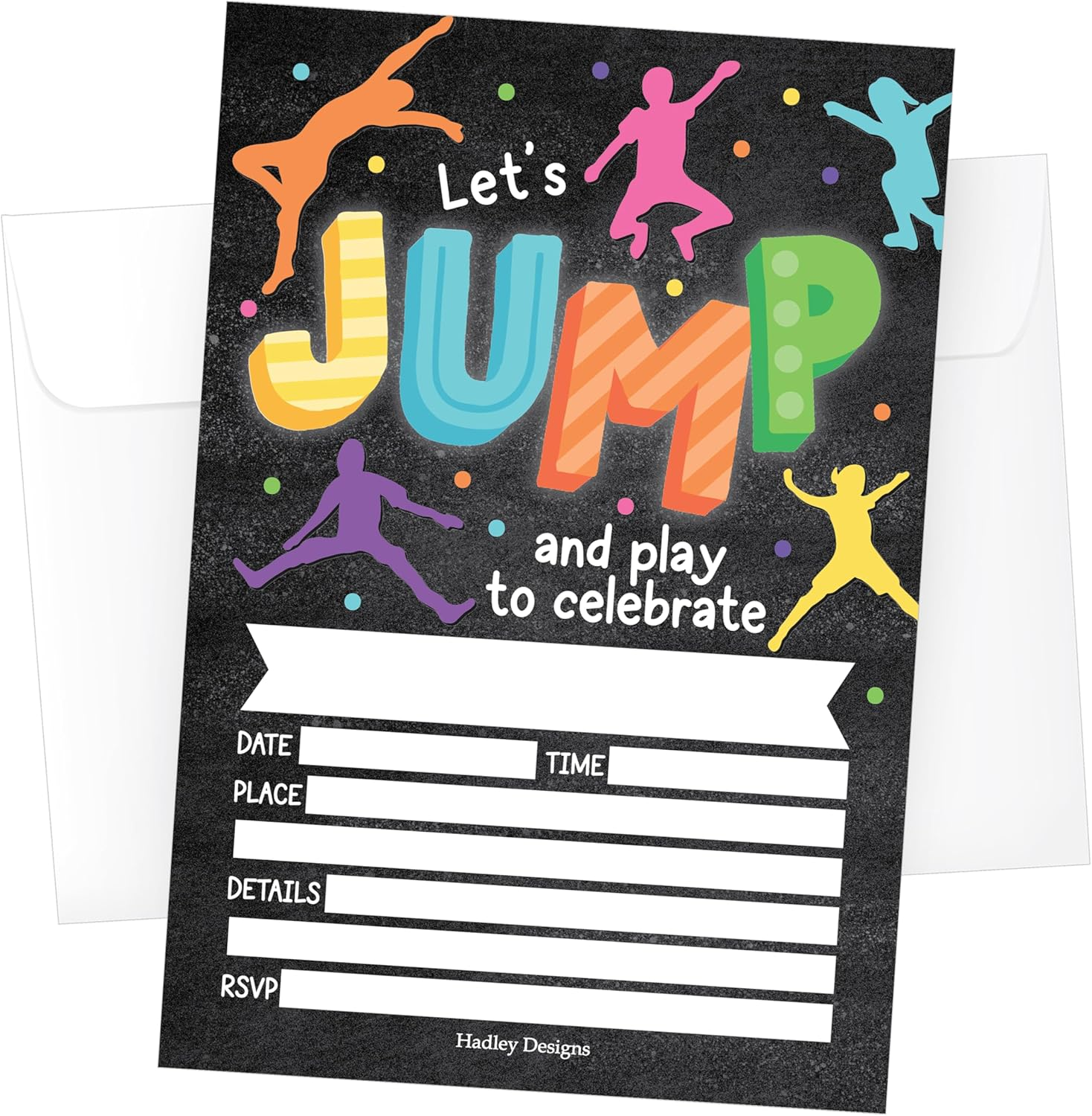 Hadley Designs 15 Trampoline Jump Birthday Party Invitations for Girls-Kids Birthday Invites image number 6