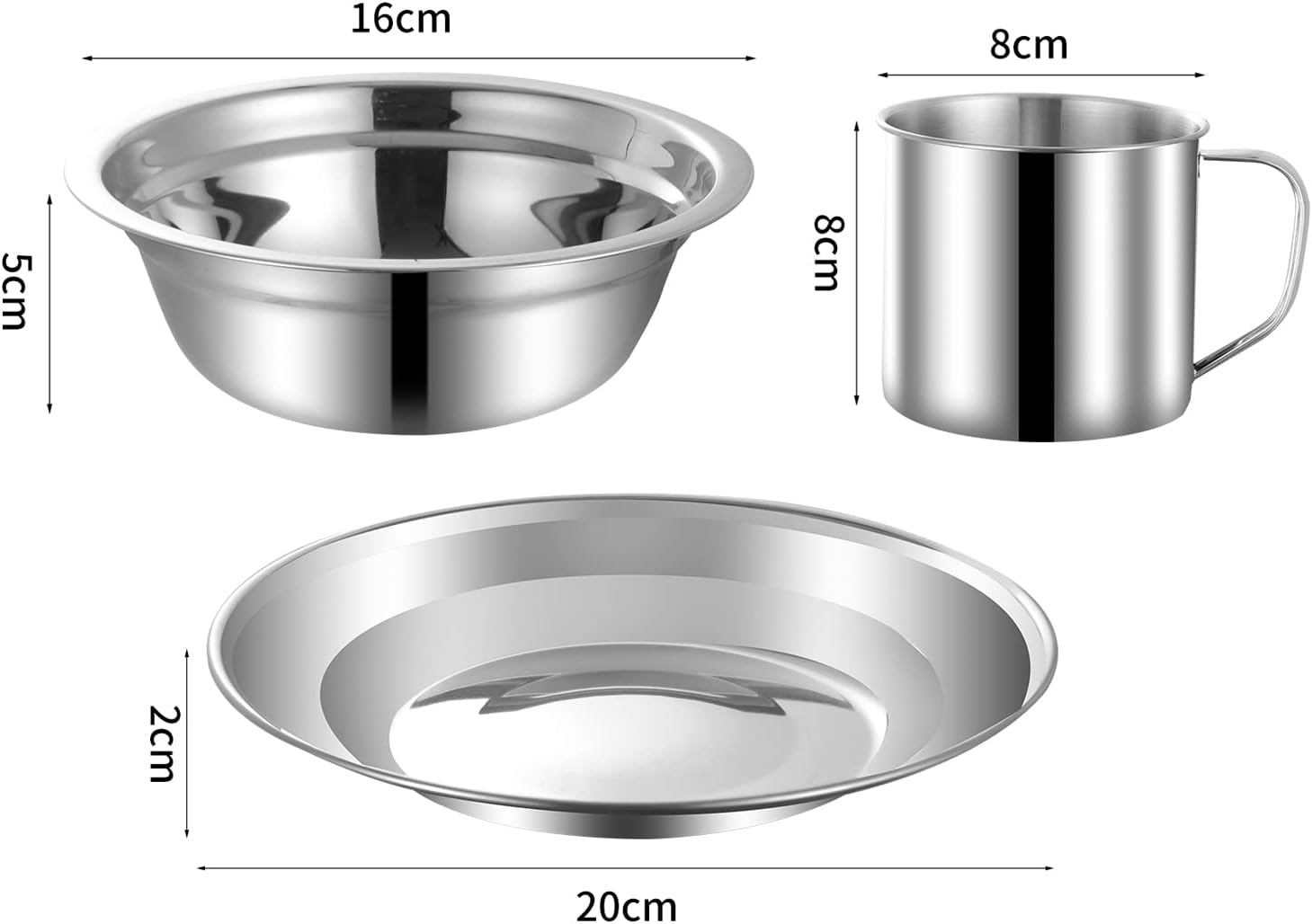 12Pcs Camping Mess Kit Camping Dishes Set Stainless Steel Tableware Mess Kit Includes Plate Bowl Cup Spoon Fork Knife in Mesh Bags for Camping Backpacking & Hiking for 1 Person&hellip; image number 1