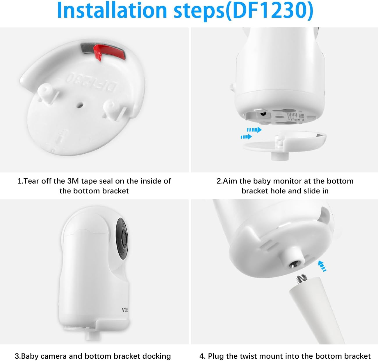 Clamp Mount/Flexibility Mount for Vtech Advanced HQ Max Baby Monitor - Adjustable 40Cm Metal Arm Bracket | Tool-Free Installation | Compatible with Cribs & Furniture (Flexible Mount) image number 4