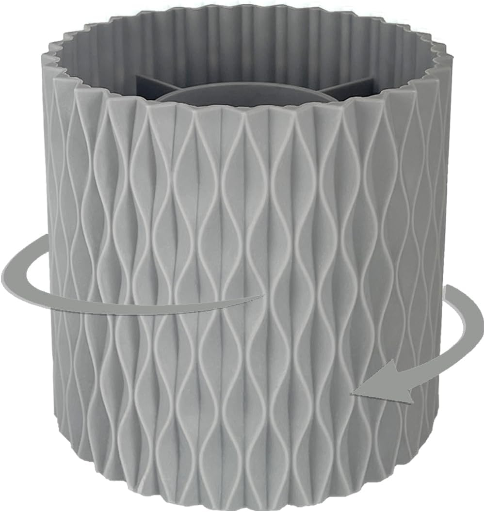 Rotating Pen Pencil Holder for Desk, 5 Slots Unique White Desk Pen Organizer Easthetic Desktop Supplies and Accessories for Women Girls, Pen Cup Pencil Caddy for Office Home Art Supply