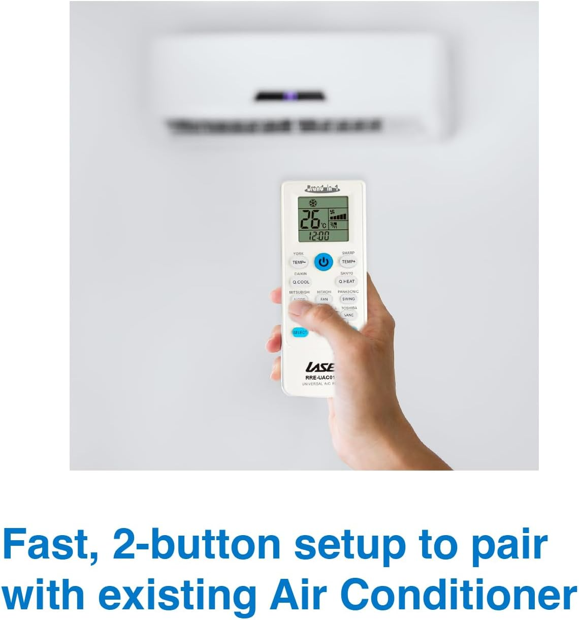 Laser Universal Air Conditioner Remote &ndash; Quick 2-Button Setup, Compatible with Major AC Brands, Easy Replacement Remote with LCD Display, Quick Heat & Cool Modes, Supports Split System & Portable ACS image number 6