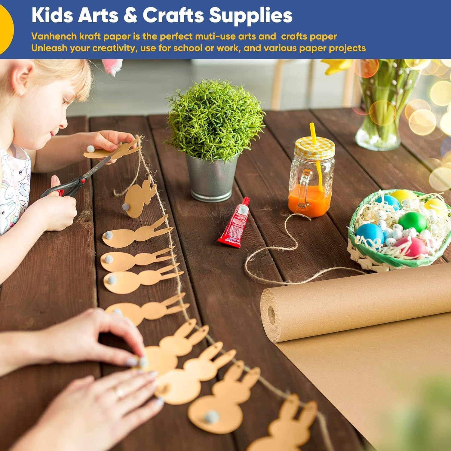 Recycled Kraft Paper,Brown Kraft Paper Roll, Craft Paper,Wrapping Paper,Natural Recyclable Perfect for Crafts, Art, Small Wrapping, Packing, Postal, Shipping (Brown, L) image number 6