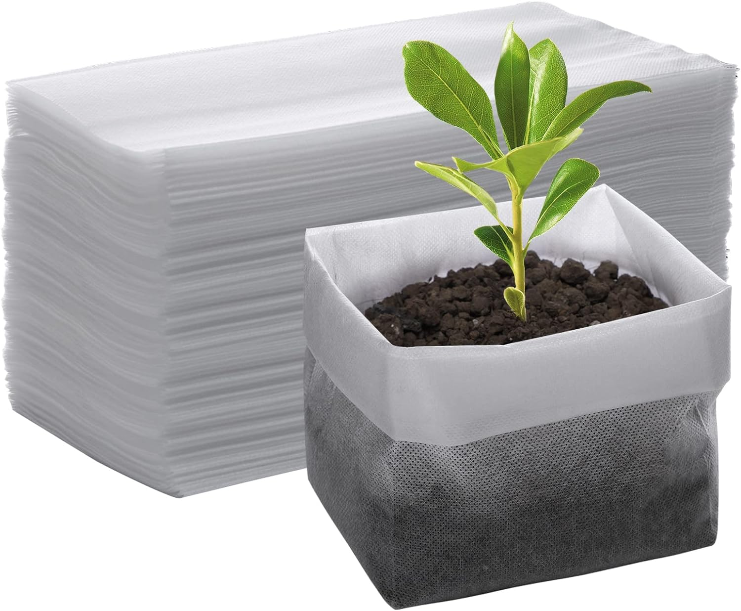 GREANER 100PCS Biodegradable Nursery Bags, 11X11.8 Inches Thickened Grow Plant Bags for Vegetables, Flower Seedling Starter Containers, Indoors and Outdoors Use, Home Garden Supply image number 1
