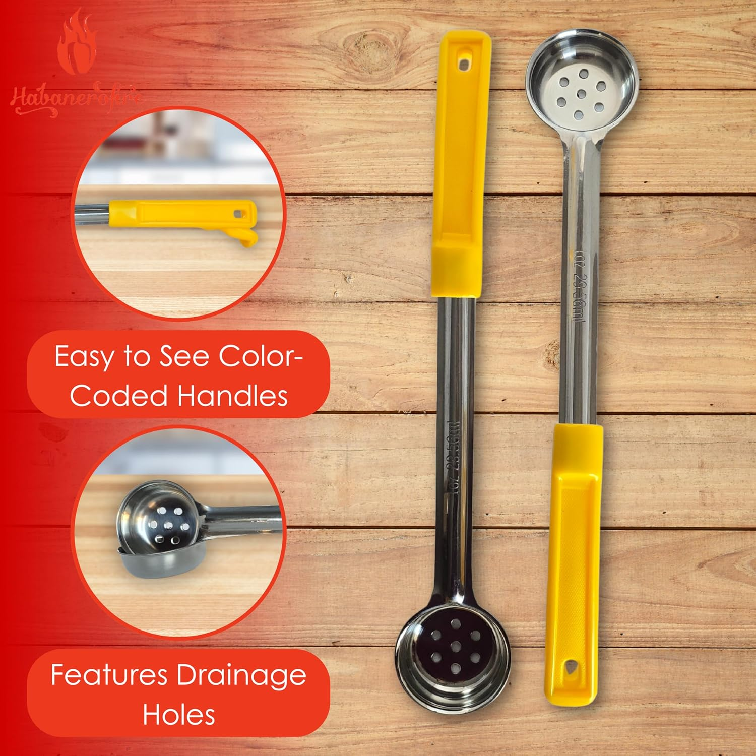 1 Ounce Slotted Stainless Steel Portion Control Ladle Spoon for Measuring and Serving; Commercial Grade Serving Scoops [Pack of 12] image number 1