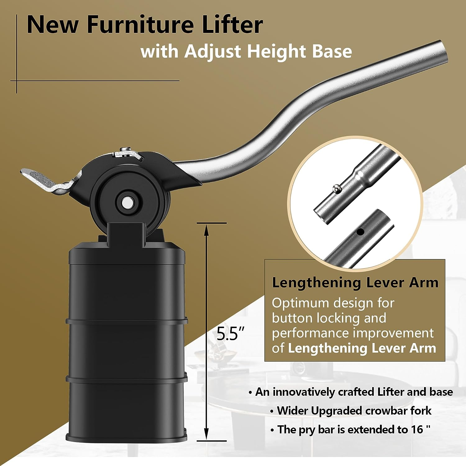 ONEON Innovative Furniture Lifter Tool for Use with Furniture Sliders & Furniture Movers - Effortlessly Move and Rearrange Heavy Furniture with Confidence, (QG-300)