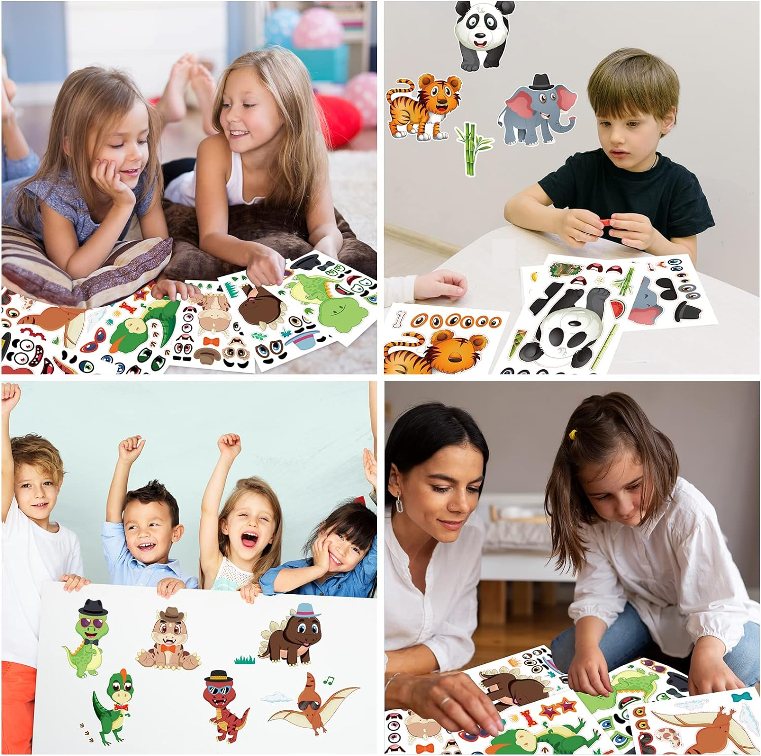 Simpeak 48 Sheets Make a Face Stickers, 24 Types Animal Stickers for Kids, Kid Stickers, School Teacher Stickers, Student Reward, Reward Sticker Party Favors for Kids Children Boys Girls image number 3