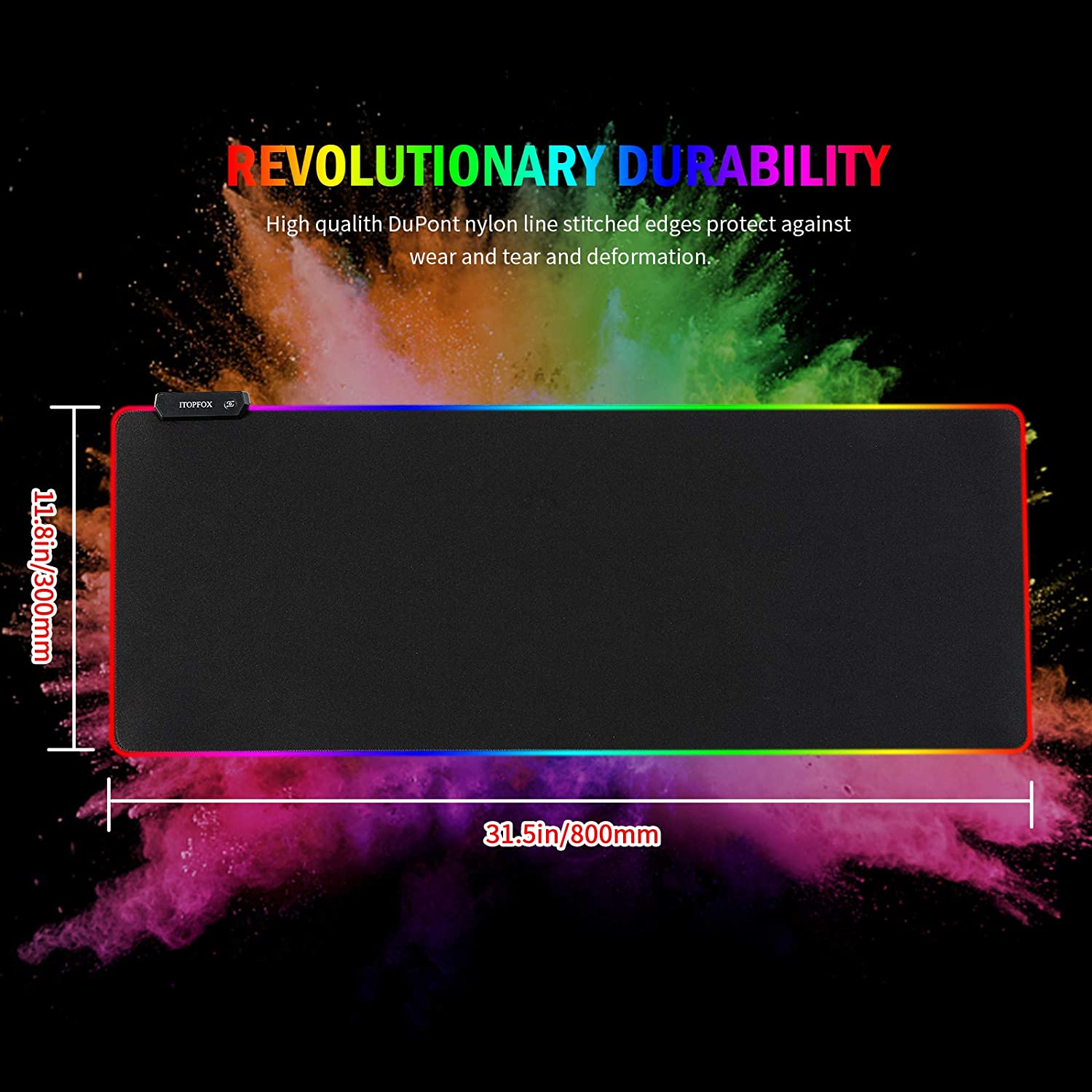 RGB Gaming Mouse Mat Pad - Large Extended Led Mousepad with 14 Lighting Modes 2 Brightness, Anti-Slip Rubber Base with Waterproof Coating Mouse Mat for Gamer 800&times;300&times;4Mm/31.5&times;11.8&times;0.16 Inch image number 5