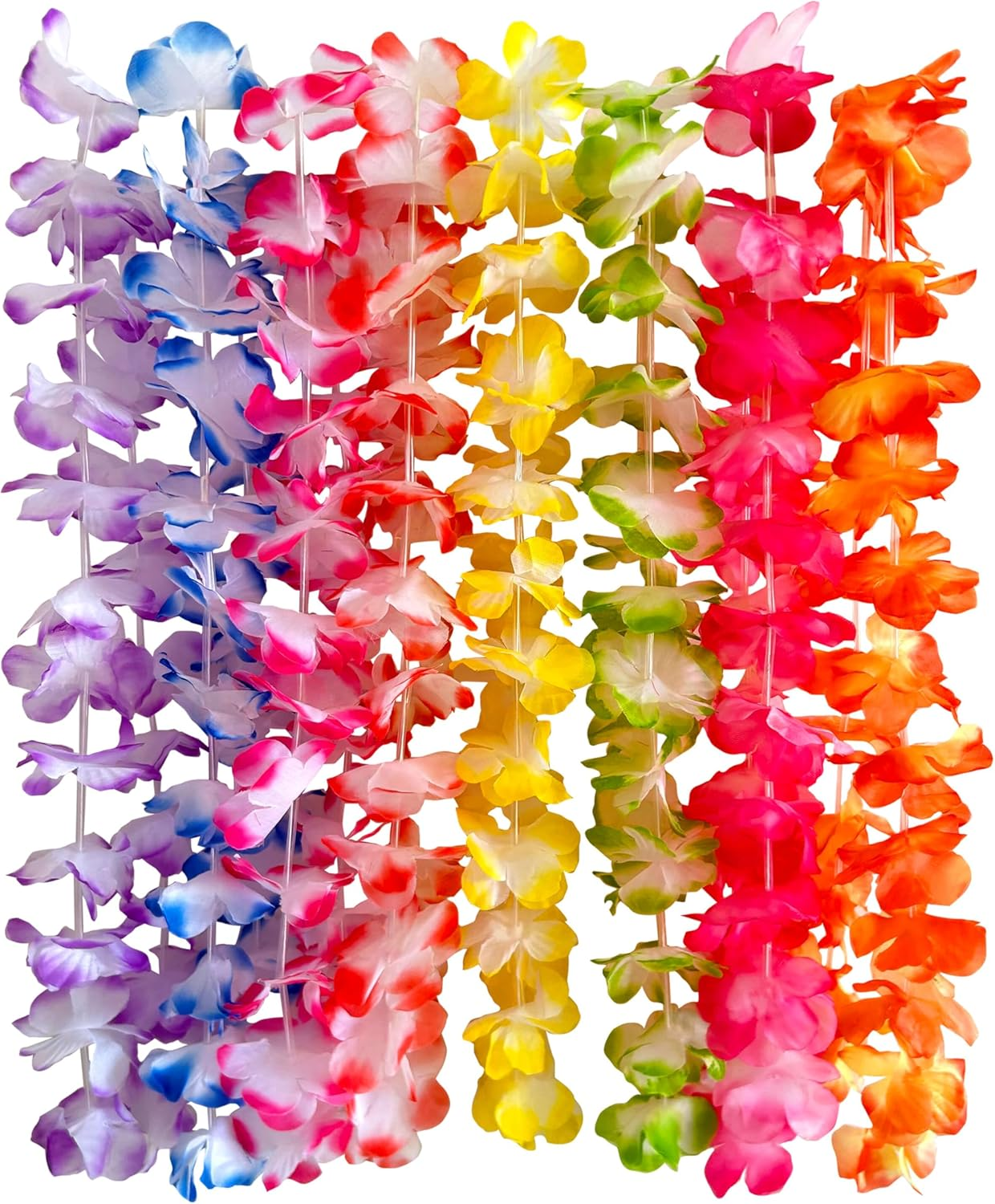 24 Pieces Hawaiian Leis Necklace Tropical Luau Hawaii Silk Flower Lei Party Favors for Adults Kids Birthday Summer Beach Wedding Favor image number 4