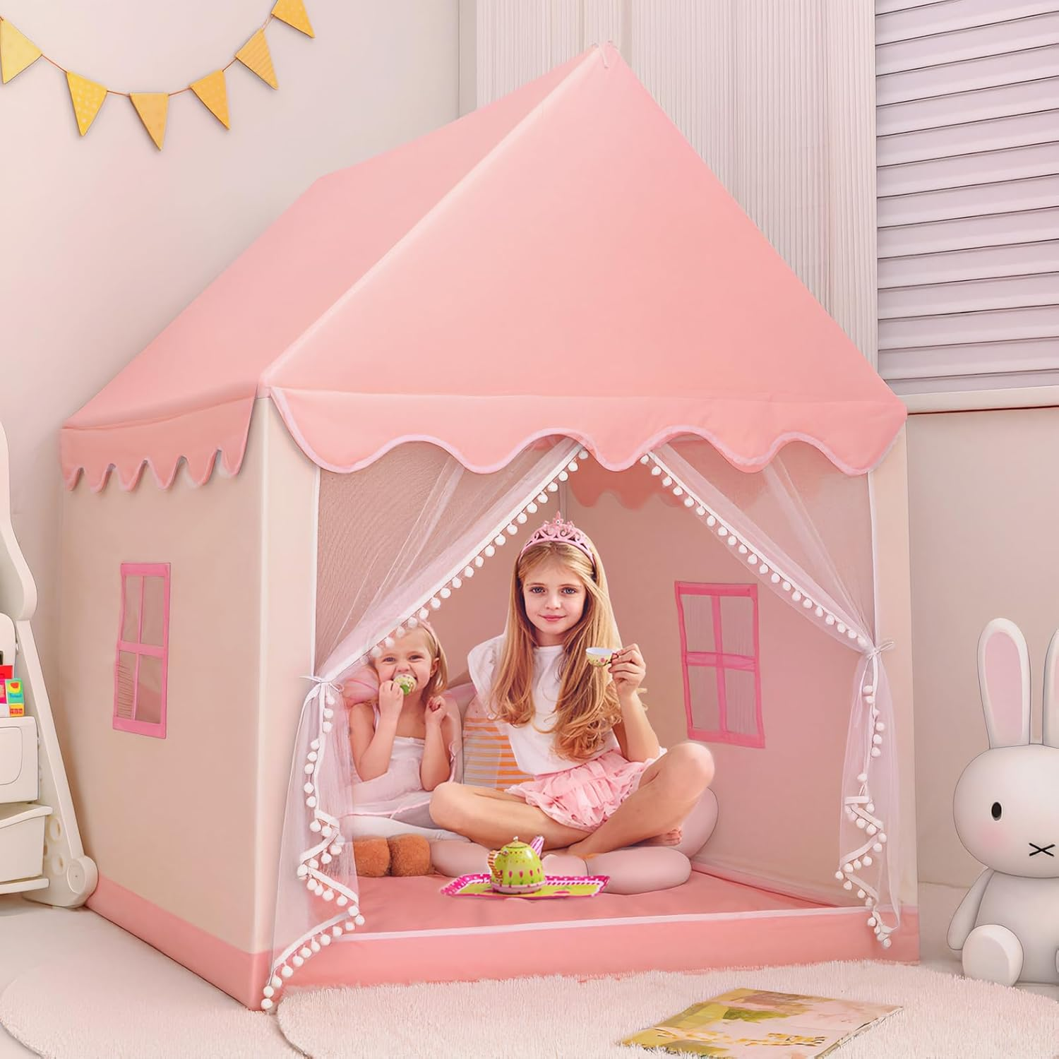 Princess Tent for Girls, Kids Play Tent with Star Lights, Large Playhouse, Pink Princess Castle, Girls & Boys Toy Gifts image number 2