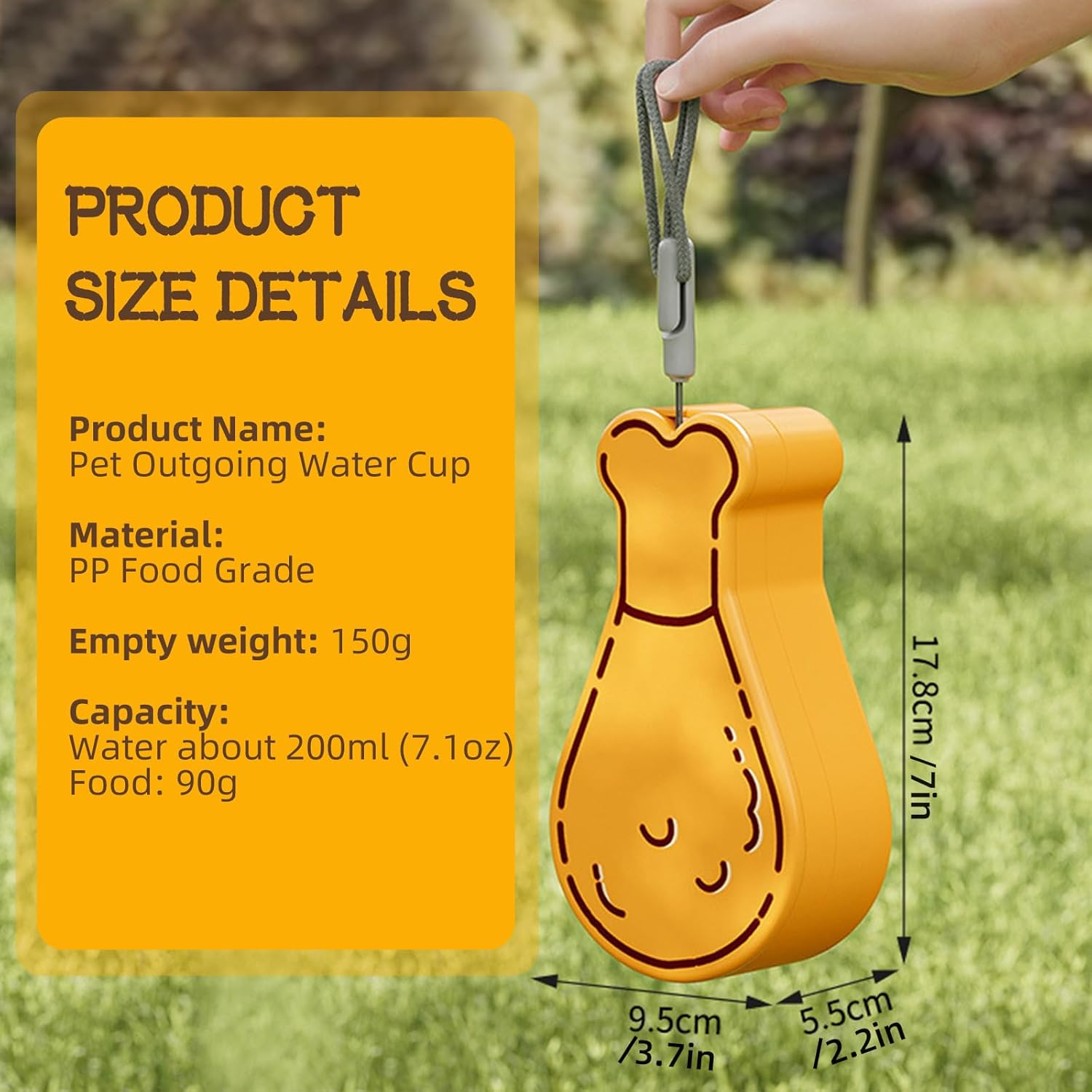 Portable Dog Water Bottle for Outdoor Walking & Traveling, 2In1 Water Bottles for Dogs with Food Container, Dual Leak Proof Pet Drinking Dispenser for Kittens, Dogs, Small Animals - 200 ML image number 4