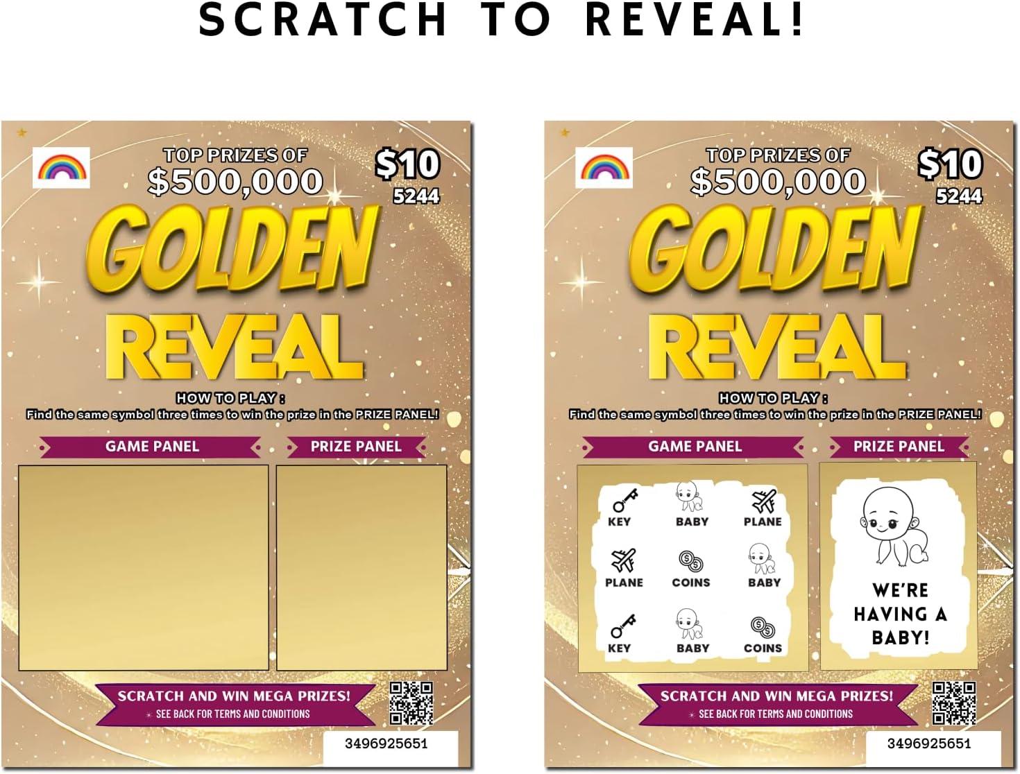 5 Pack Pregnancy Announcement Lottery Scratch Cards, Baby Announcement Cards, Pregnancy Announcement Idea, Family and Grandparents image number 2