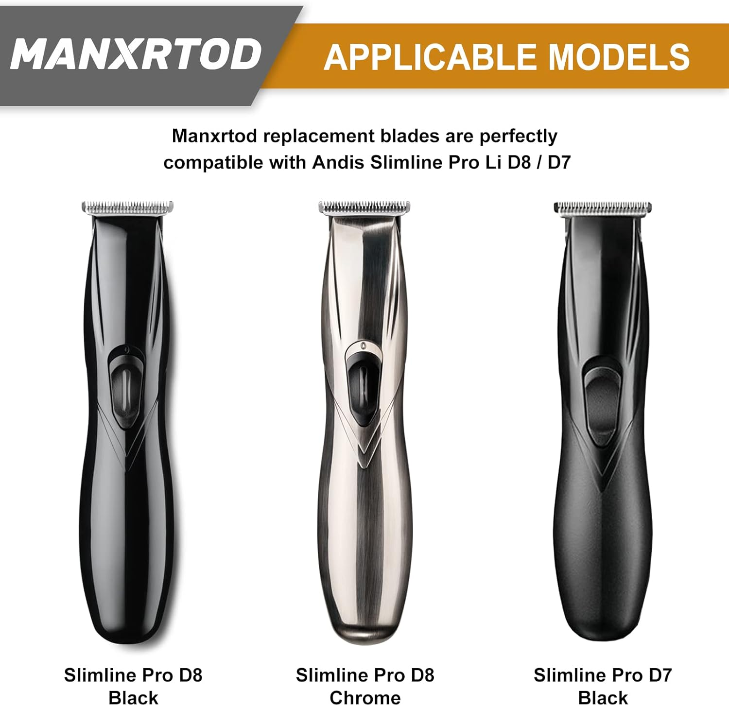 Replacement Blade for Andis Slimline Pro Li D8 Trimmer, 32105 Stainless-Steel Deep-Tooth T Blade Compatible with Andis Slimline Pro Li D8/D7 - Close & Sharp Cutting, Zero-Gapped Blade - Silver image number 3