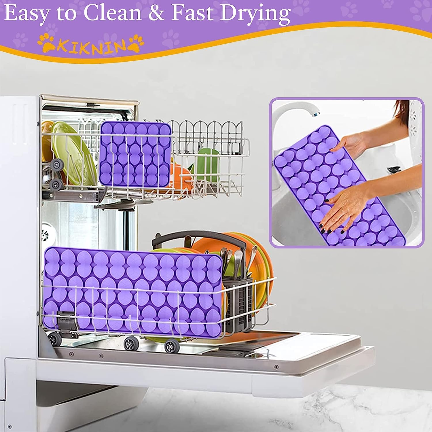 Snuffle Mat for Dogs, Premium Silicone Dog Food Slow Feeder, Encourages Natural Foraging Skills, Interactive Feed Game Toy (Purple/Medium) image number 1