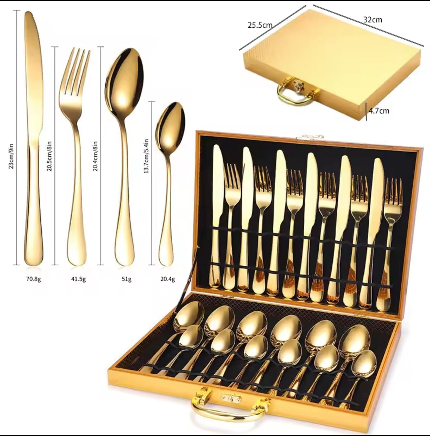 Harmony House Royal Luxurious 24 Piece Gold Stainless Steel Gold Cutlery Set image number 2