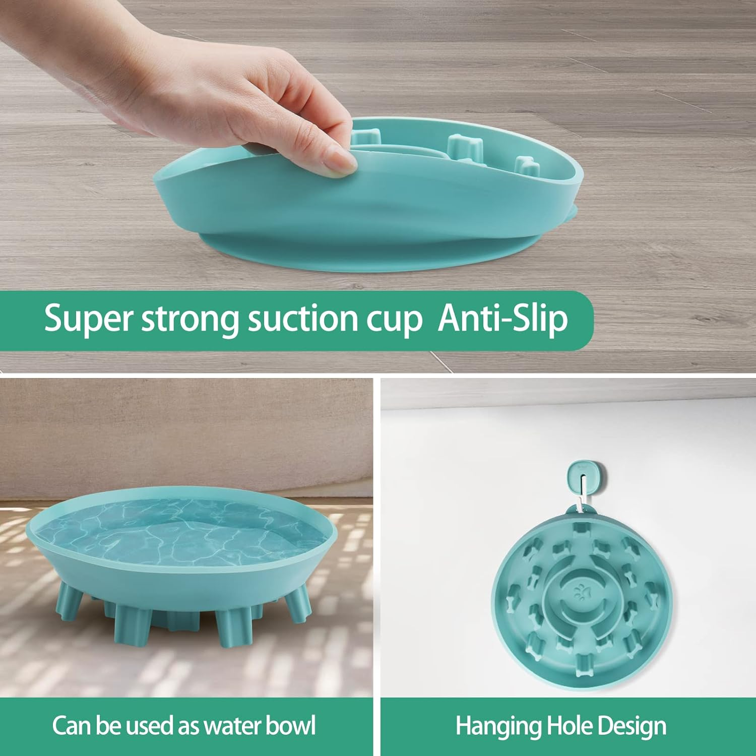 Slow Feeder Dog Bowl with Suction Cups Anti-Slip Silicone Anxiety Relief Dog Cat Bowl for Dog Bathing & Dog Training Healthy Pet Bowl Medium image number 5