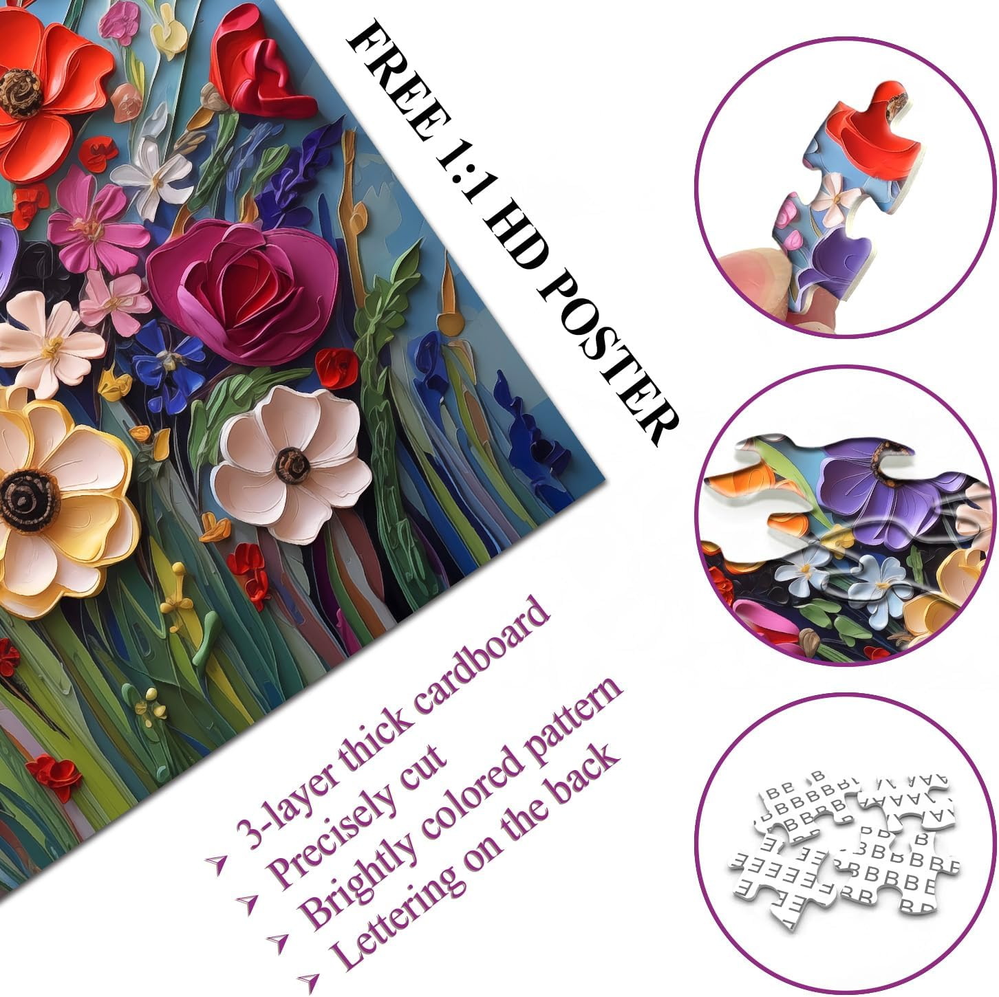 Colorful Flowers Puzzles for Adults 1000 Pieces