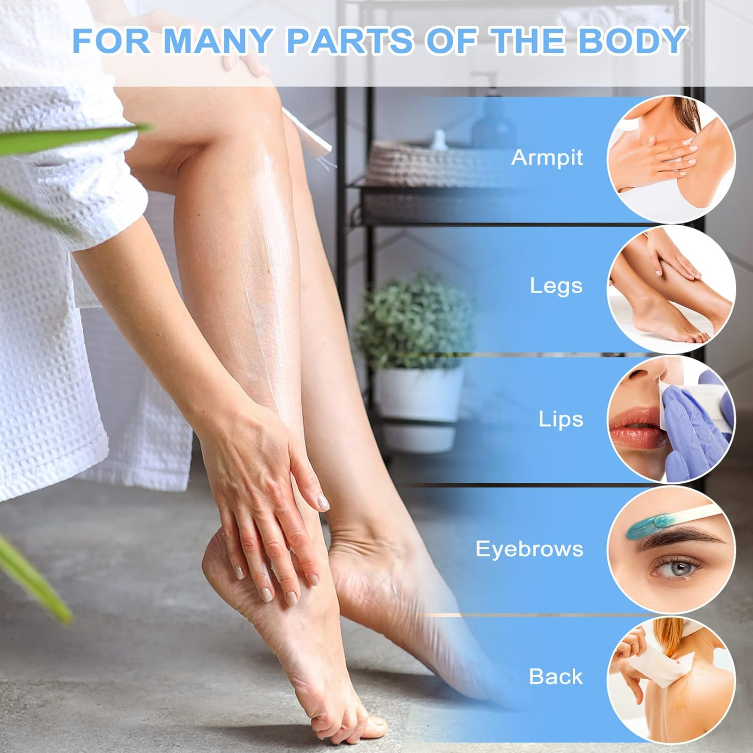 400Pcs Wax Strips Kit, 300 Wooden Wax Applicator Sticks & 100 Non-Woven Paper Wax Strips for Face, Body Hair Removal, Unisex Adults image number 4