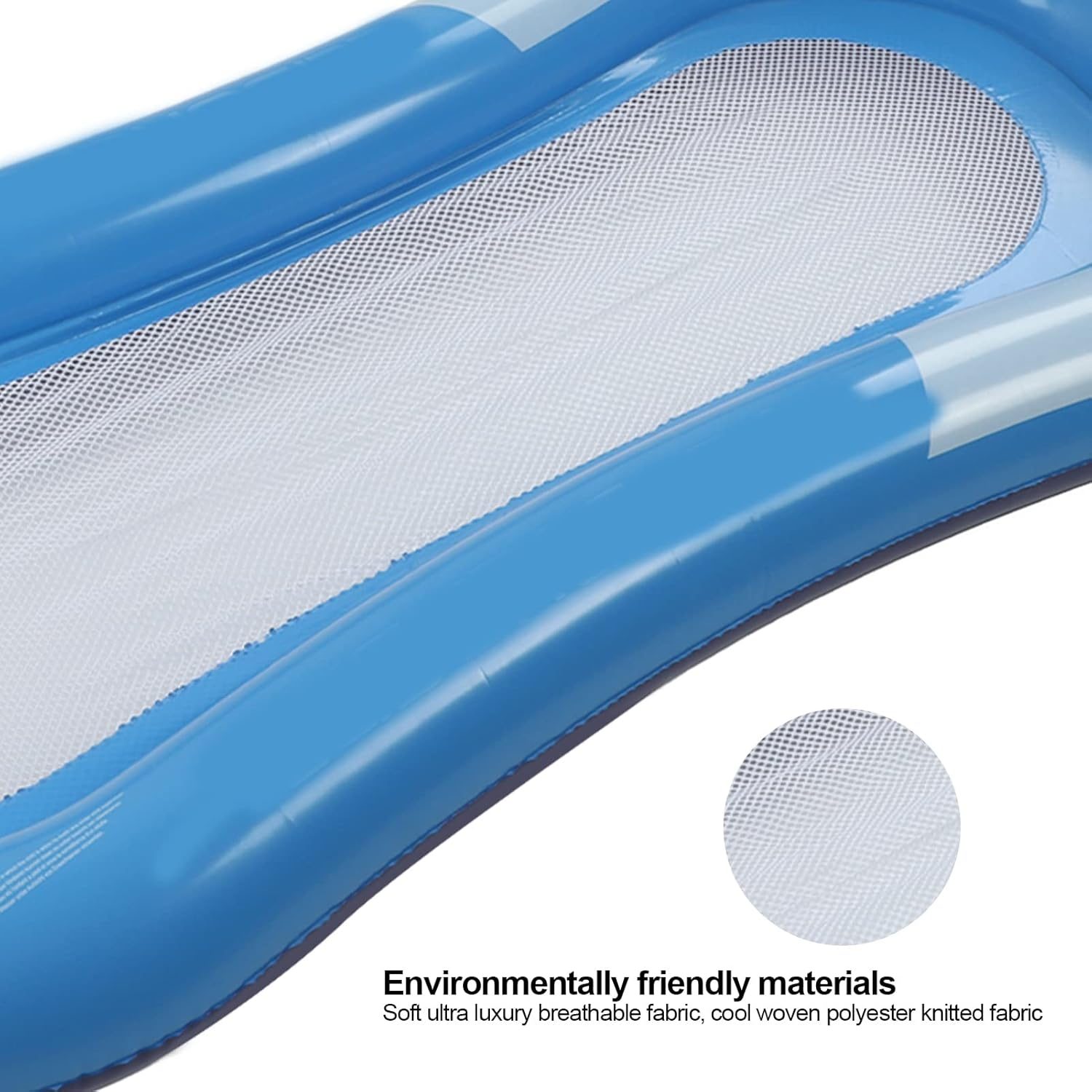 EVTSCAN 63"X31" Floating Pool Bed with Headrest, Foldable PVC Soft Mesh Inflatable Swimming Pool Loungers, Water Hammock for Adults, Kids Pool Lake Beach Pond River Island image number 5