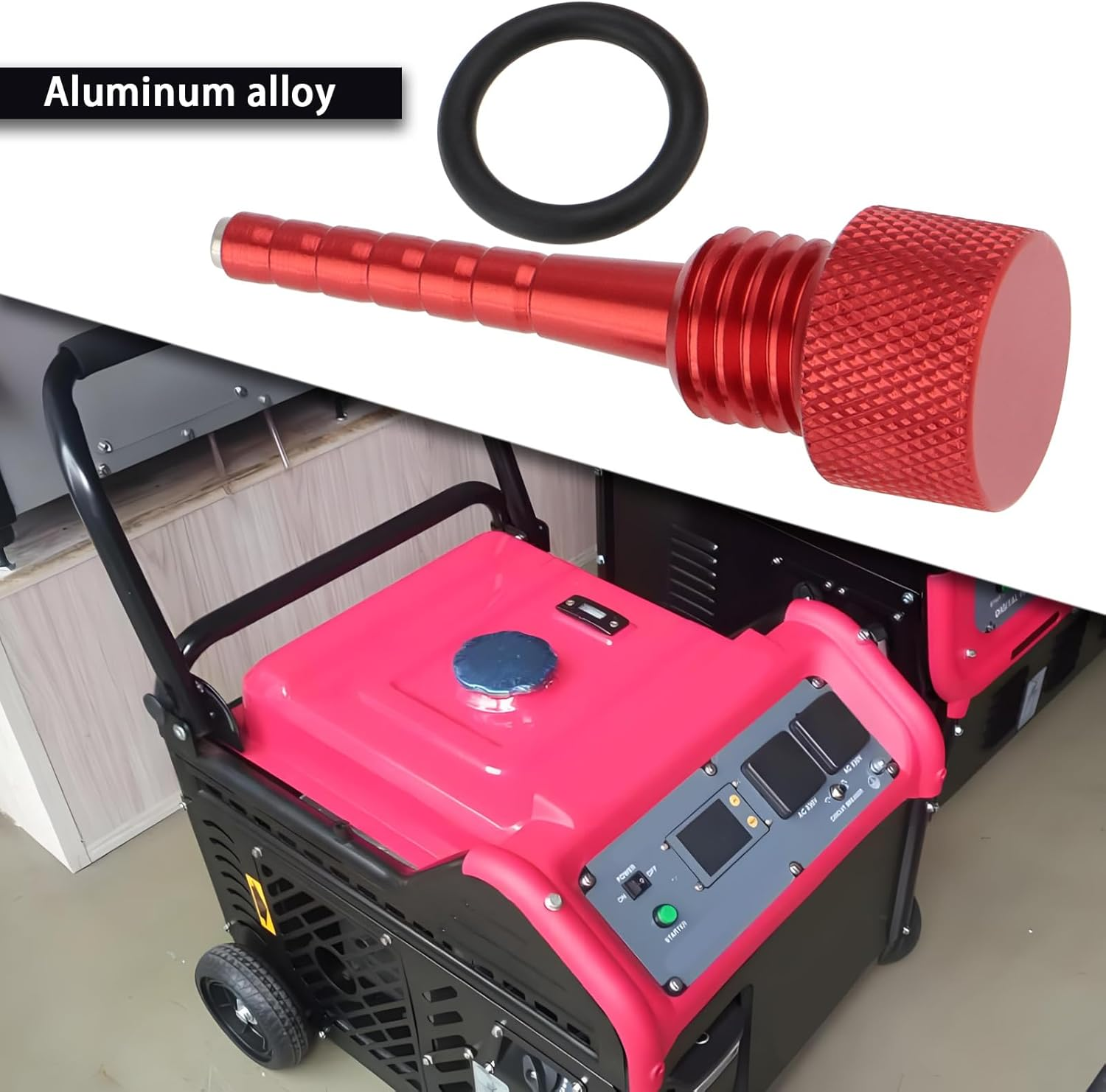 Magnetic Tip Oil Dipstick with O-Ring 80.4X25.2Mm Aluminum Alloy Car Magnetic Oil Dipstick Compatible with Predator 3500 Watt 3500W Inverter Generator, Red image number 1