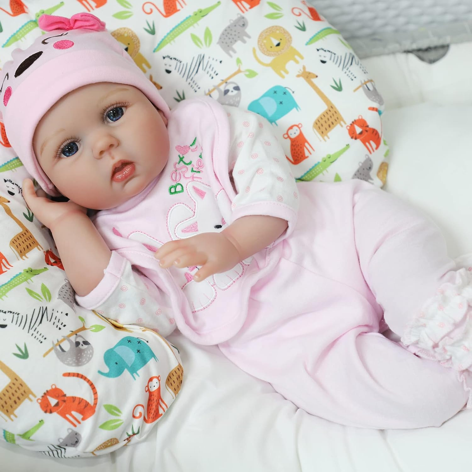 Reborn Baby Doll Girl, 22 Inch Soft Weighted Body, Cute Lifelike Handmade Silicone Doll