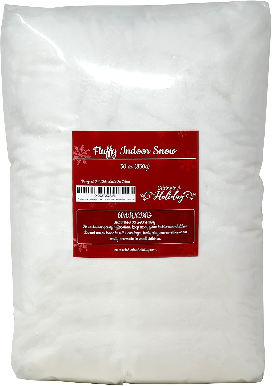 Christmas Fake Snow Decor - Cotton like Fluffy Indoor Snow - Artificial Snow for Mantle Village or Nativity Set, Flame Resistant Blankets for Christmas Decoration (30 OZ) image number 5