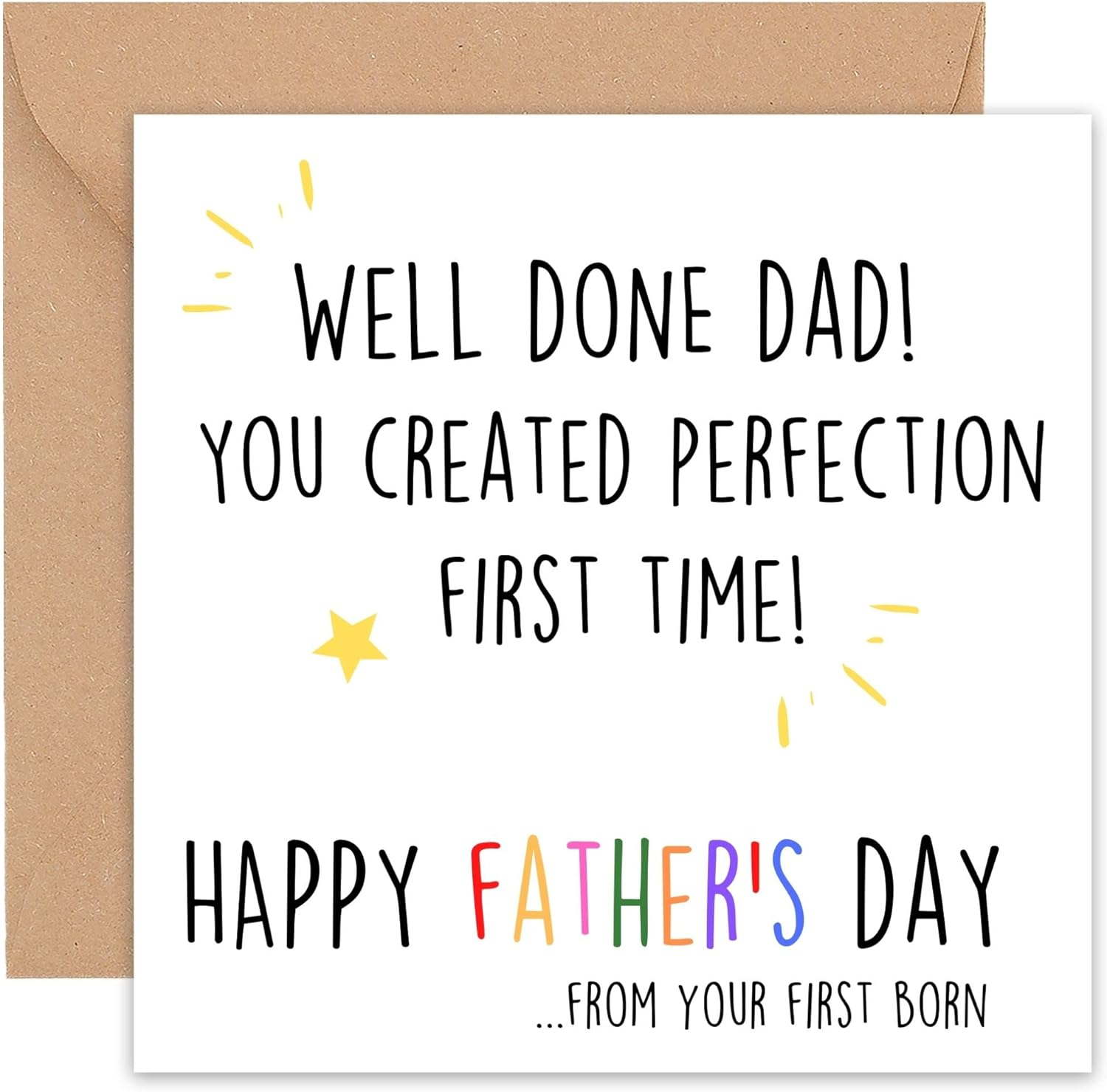 Fathers Day Card - Funny Happy Father'S Day Cards - for Dad Daddy Father S Stepdad Stepfather Pop Husband - from Son Daughter Both of Us - Gifts Joke Cute Humour Large First 1St - 14Cm&hellip;