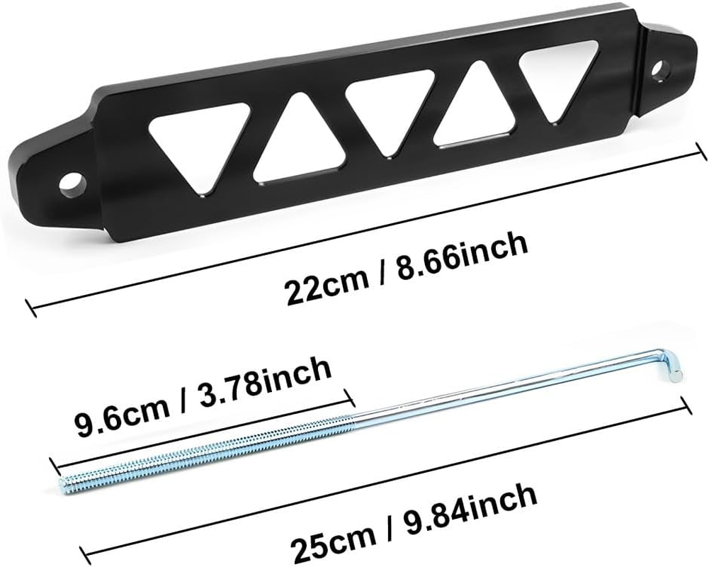 Car Battery Hold down Bracket Holder, Aluminum Alloy Battery Bracket with Stainless Steel J Hook Bolt
