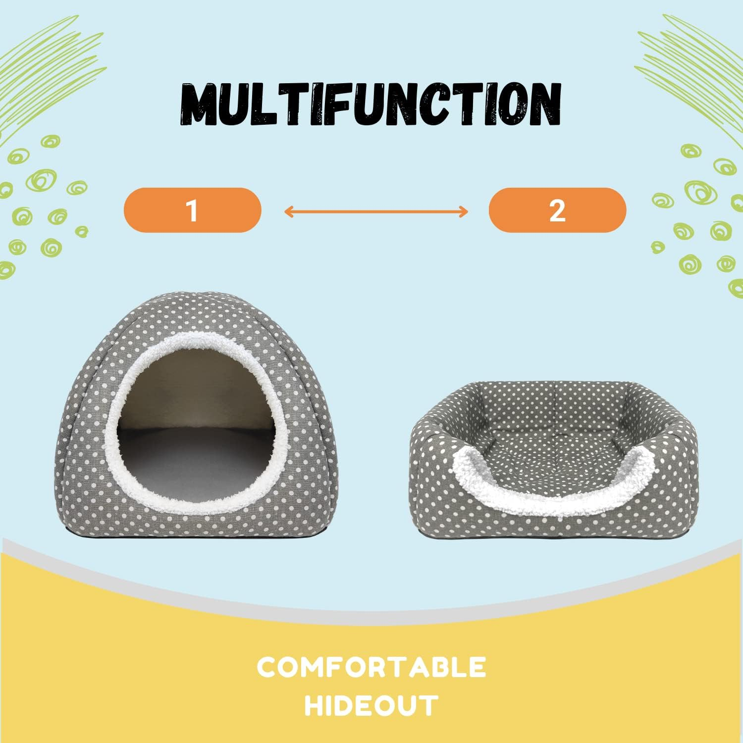 2 Pack Rabbit Hideout Large Bunny Bed Washable Rabbit House and Hideout Fleece Guinea Pig Hiding Hut for Indoor Bunnies Small Animal Hideaway image number 5