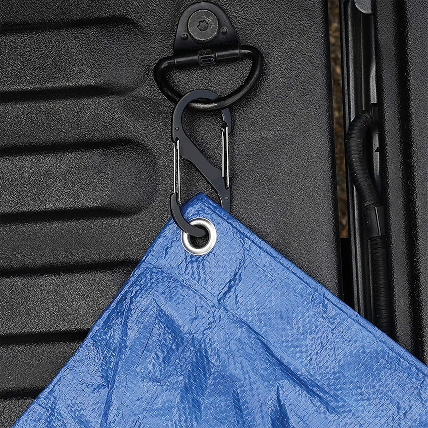 6PCS S Shape Dual Clips Mini Carabiner - Keychain Aluminum Durable Quick Release Auto Locking D-Shape Wire Gate Clip for Home Rv Camping Fishing Hiking Traveling and Sports Outdoors (Silver) image number 5