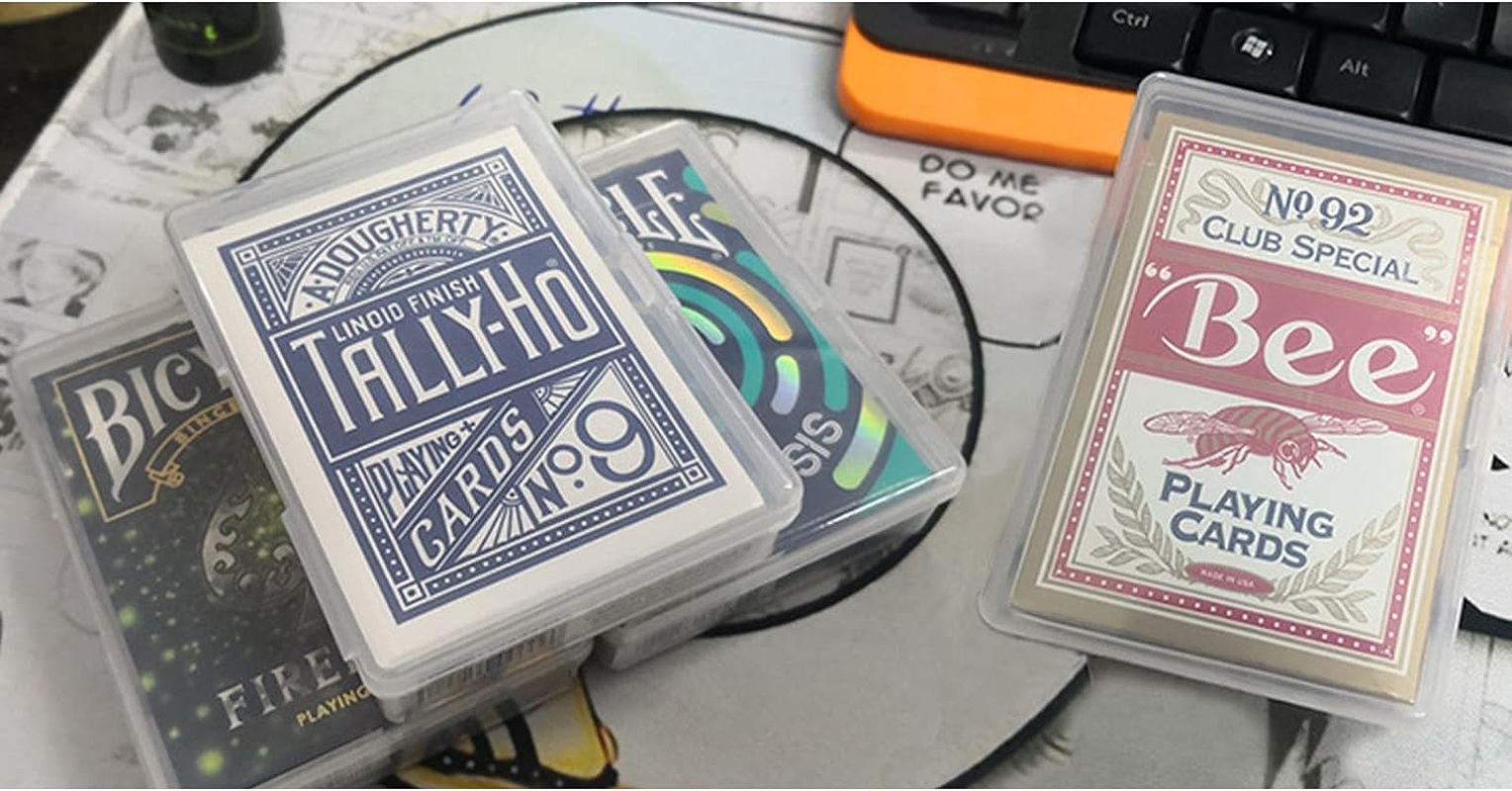 18 Pcs Clear Plastic Playing Card Boxes Snaps Closed Poker Gaming Playing Card Deck Cases Holder Plastic Storage Box Clear Trading Card Box Plastic Card Storage Organizer for Bank Business Card image number 2