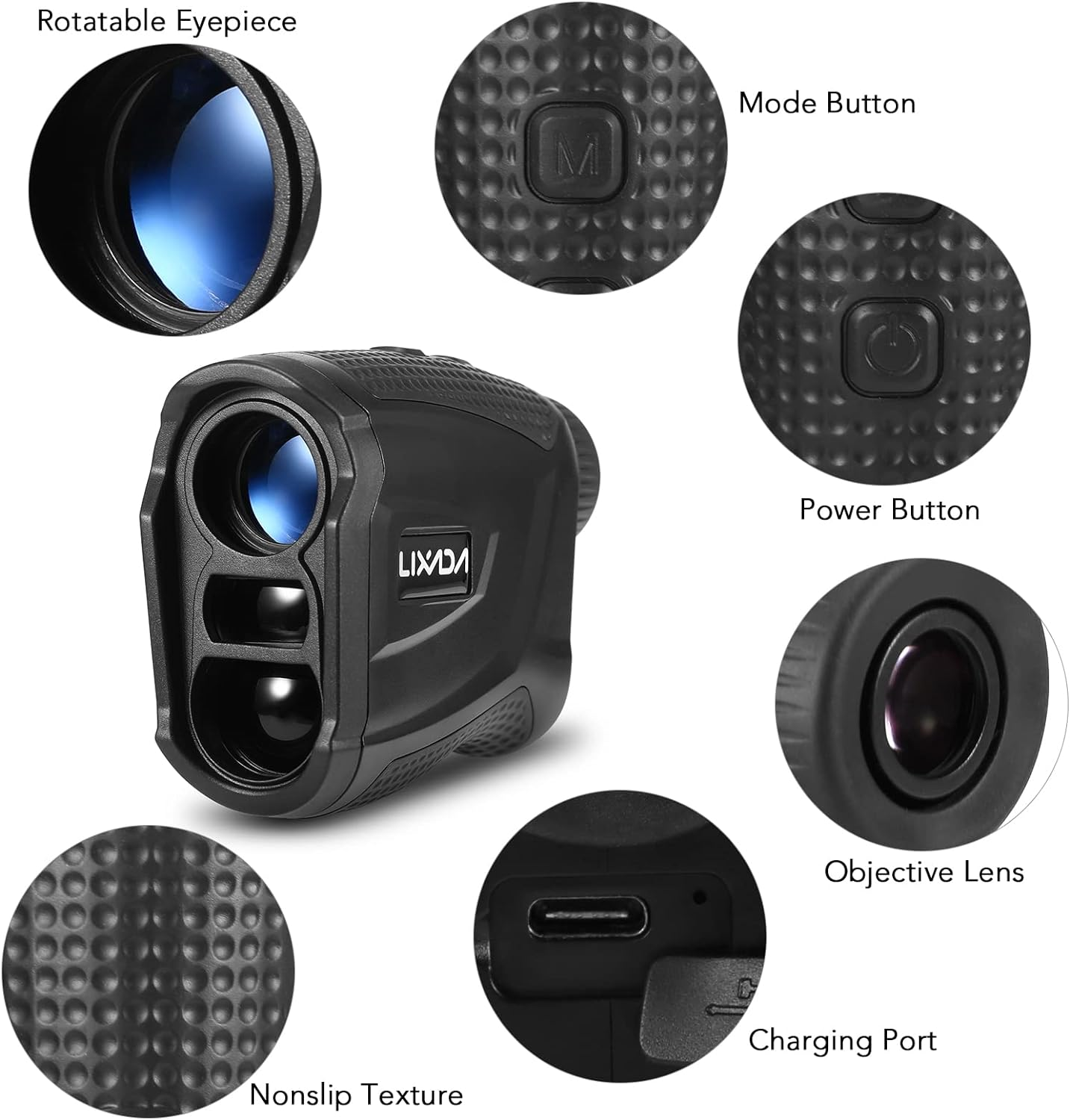 Golf Rangefinder, Professional Precision 656 Yards Range Rechargeable Distance Meter Speed Tester 6X Magnification Golfing Finder