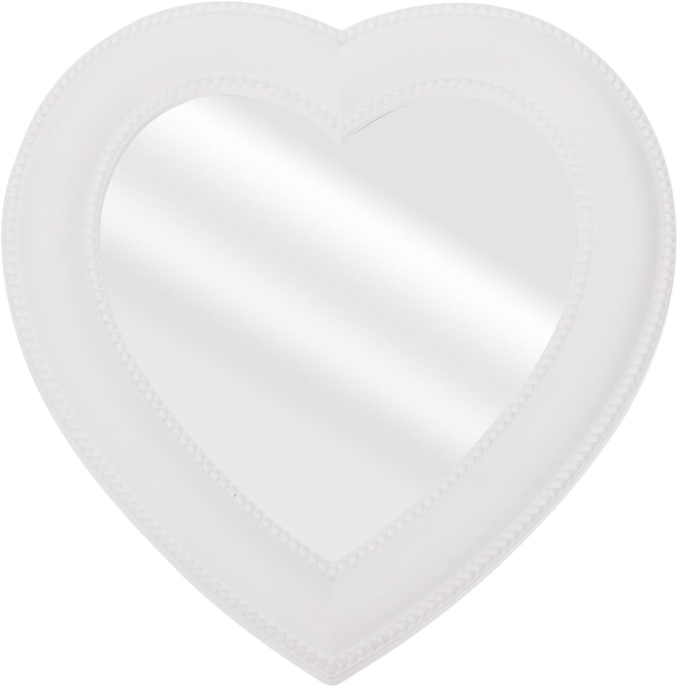 1Pc Heart-Shaped Cosmetic Mirror Vintage Heart Mirror Desktop Make up Wall Mounted Makeup Room Decor Girl Bulk Aluminum White Travel Appendix