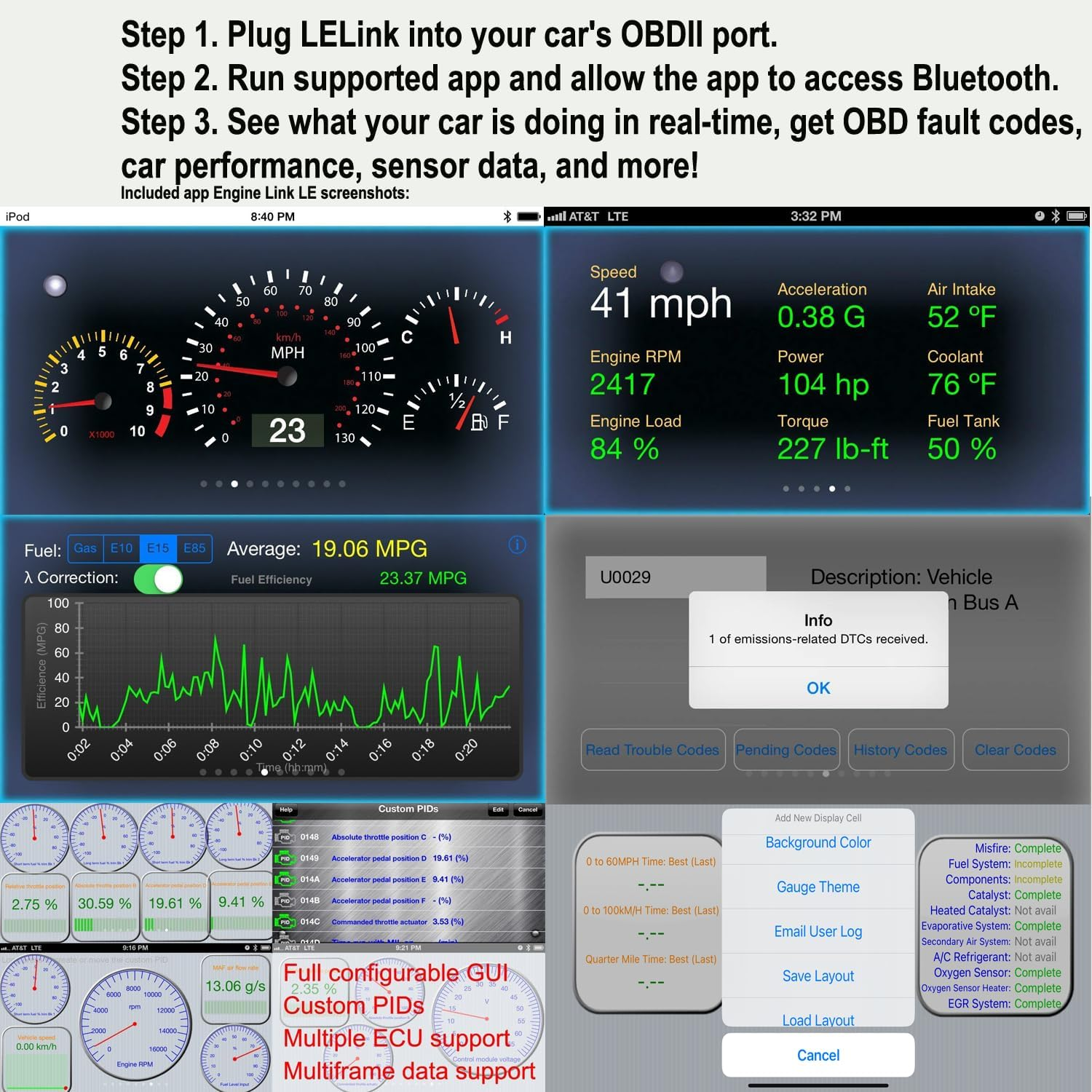 Lelink Bluetooth Low Energy BLE OBD-II OBD2 Car Diagnostic Tool for Iphone/Ipod/Ipad and Android